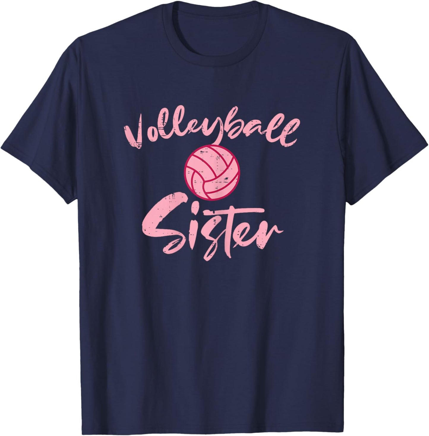 Pink Volleyball Sister Cute Family Matching Sis Girls Women T-Shirt - T-Shirt | Navy