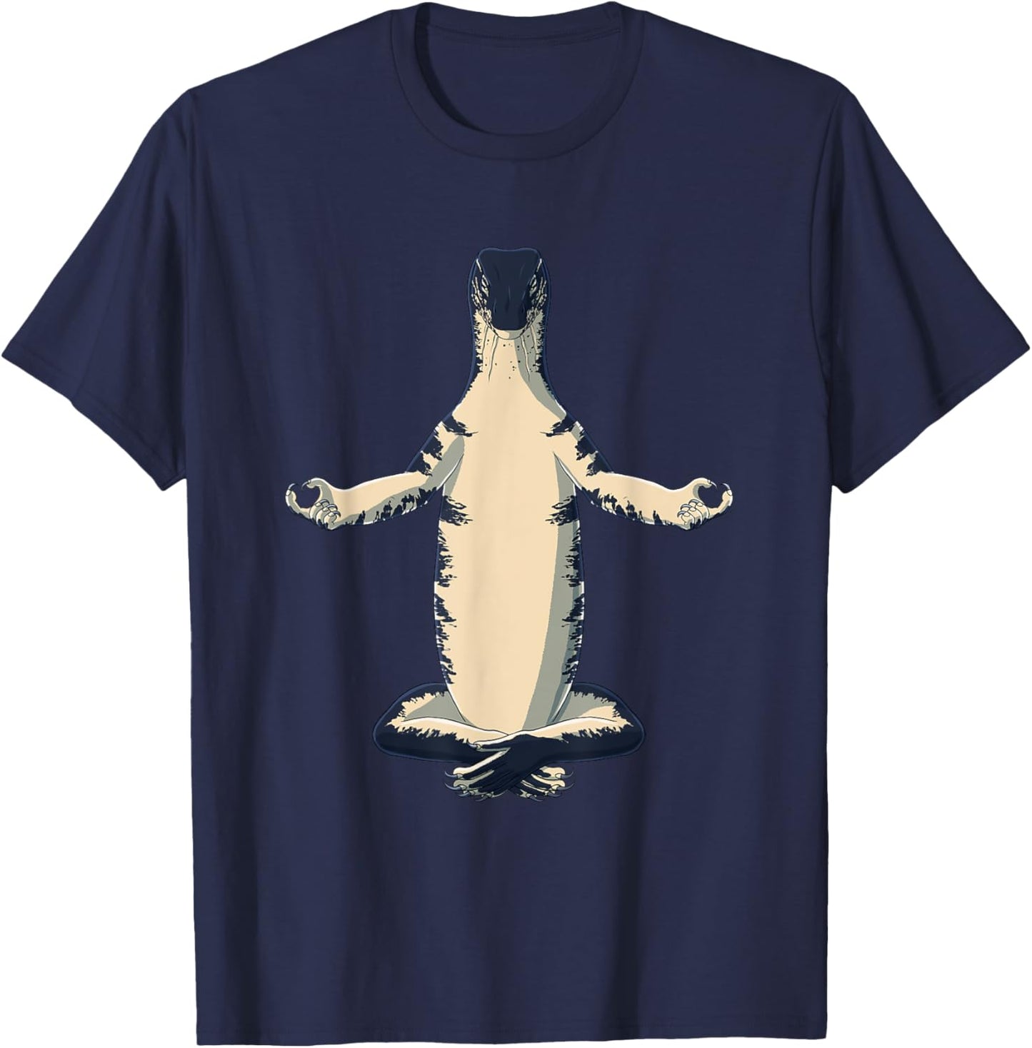 Funny Yoga Reptile Monitor Lizard T-Shirt - T-Shirt | Navy