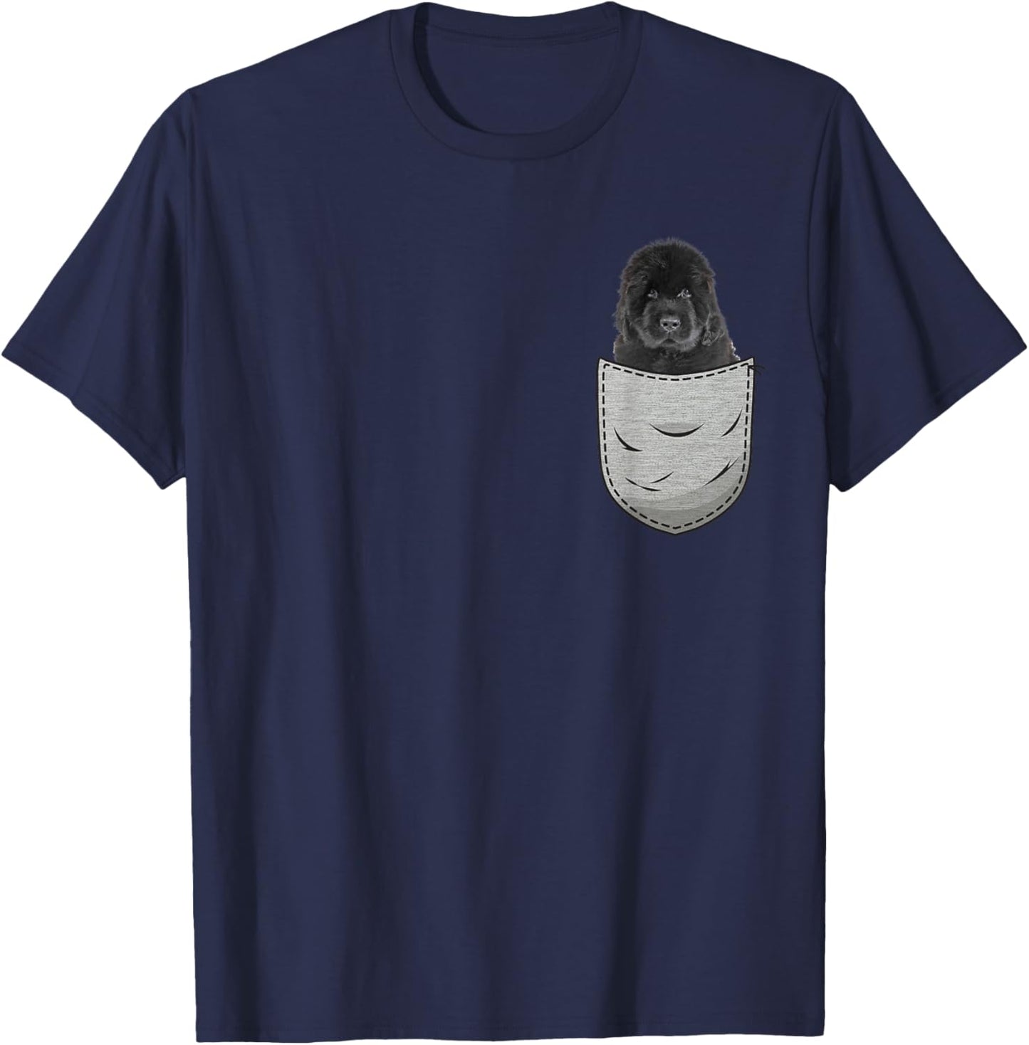 Newfie Newfoundland Puppy Chest Bag Pocket Dog Owners T-Shirt - T-Shirt | Navy