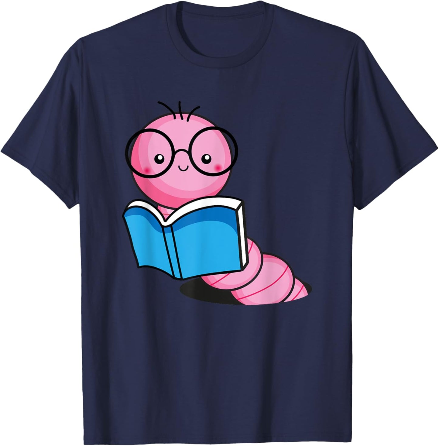 Book Worm Costume World Book Day Cute Kawaii Worm Reading T-Shirt - T-Shirt | Navy