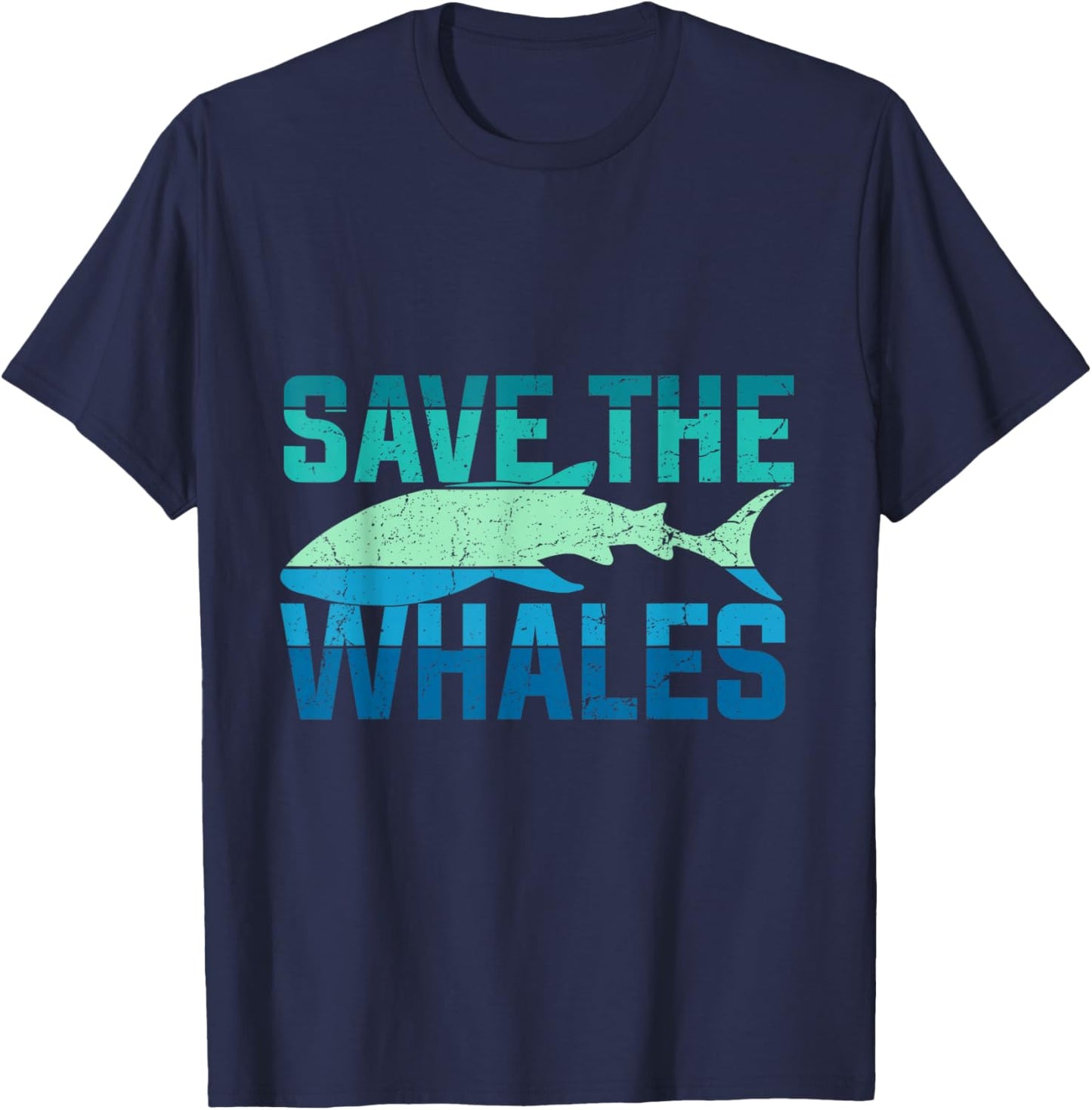 Save The Whales Distressed Vintage Environmentalist T-Shirt - T-Shirt | Navy