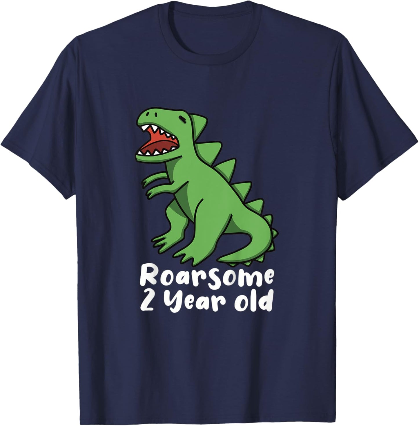 Kids Roarsome Awesome 2 Year Old Birthday Dinosaur T-Shirt - T-Shirt | Navy