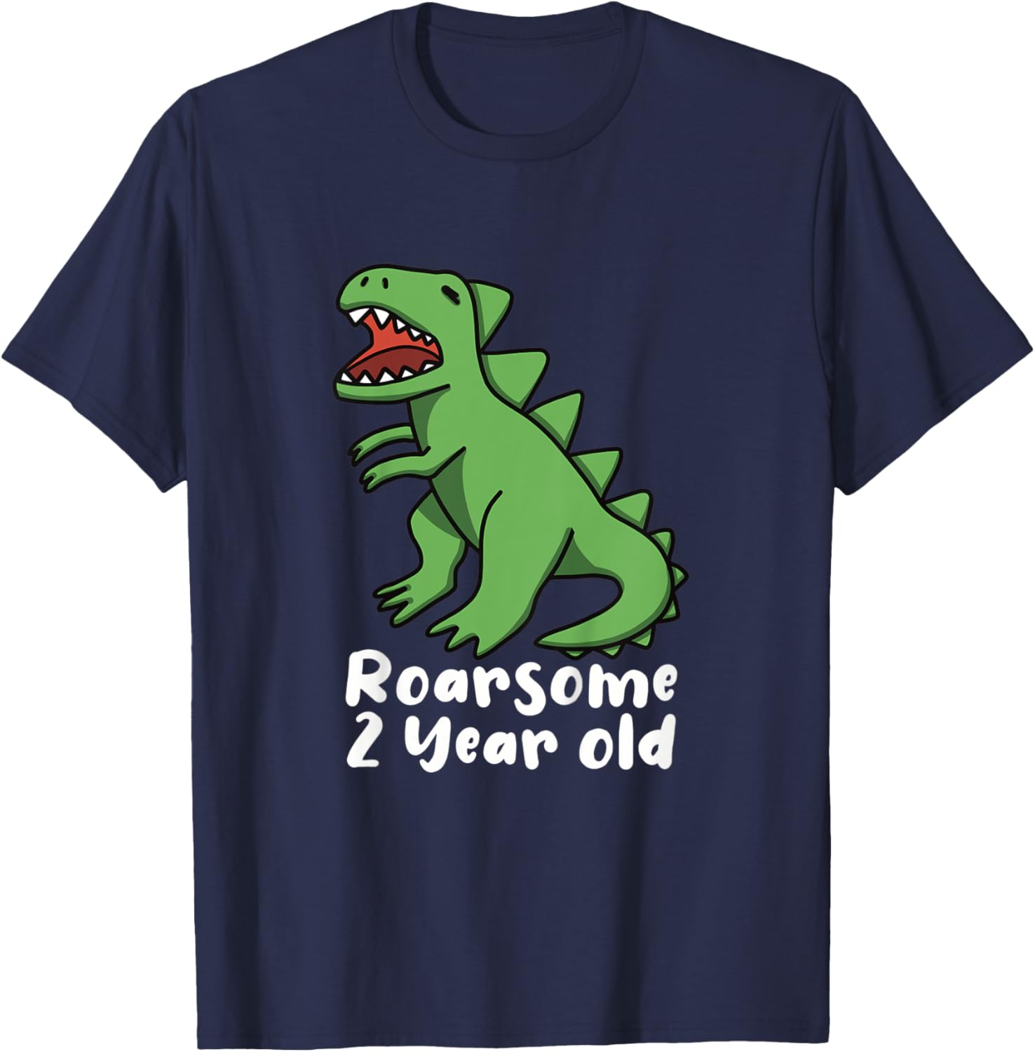 Kids Roarsome Awesome 2 Year Old Birthday Dinosaur T-Shirt - T-Shirt | Navy