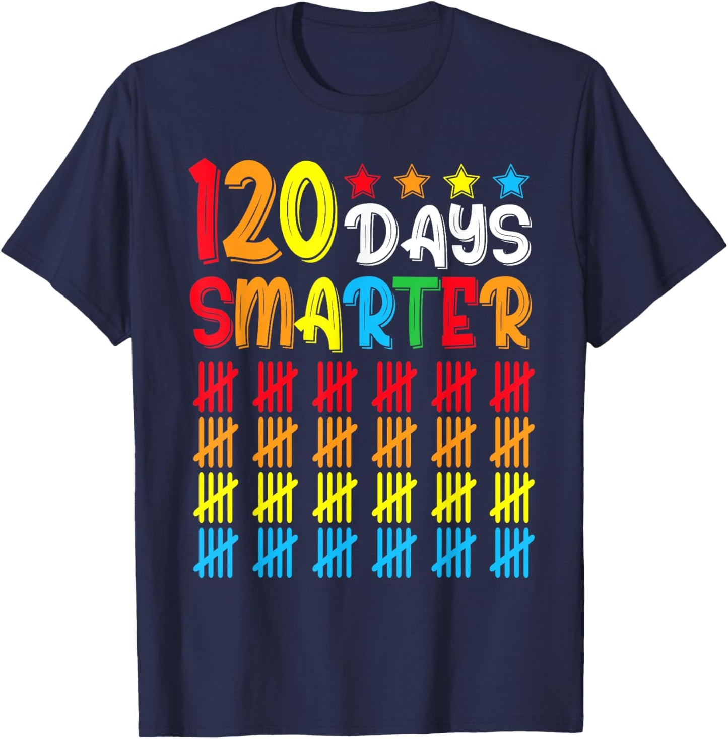 120th Day of School Teacher Child Kid Happy 120 Days Smarter T-Shirt - T-Shirt | Navy