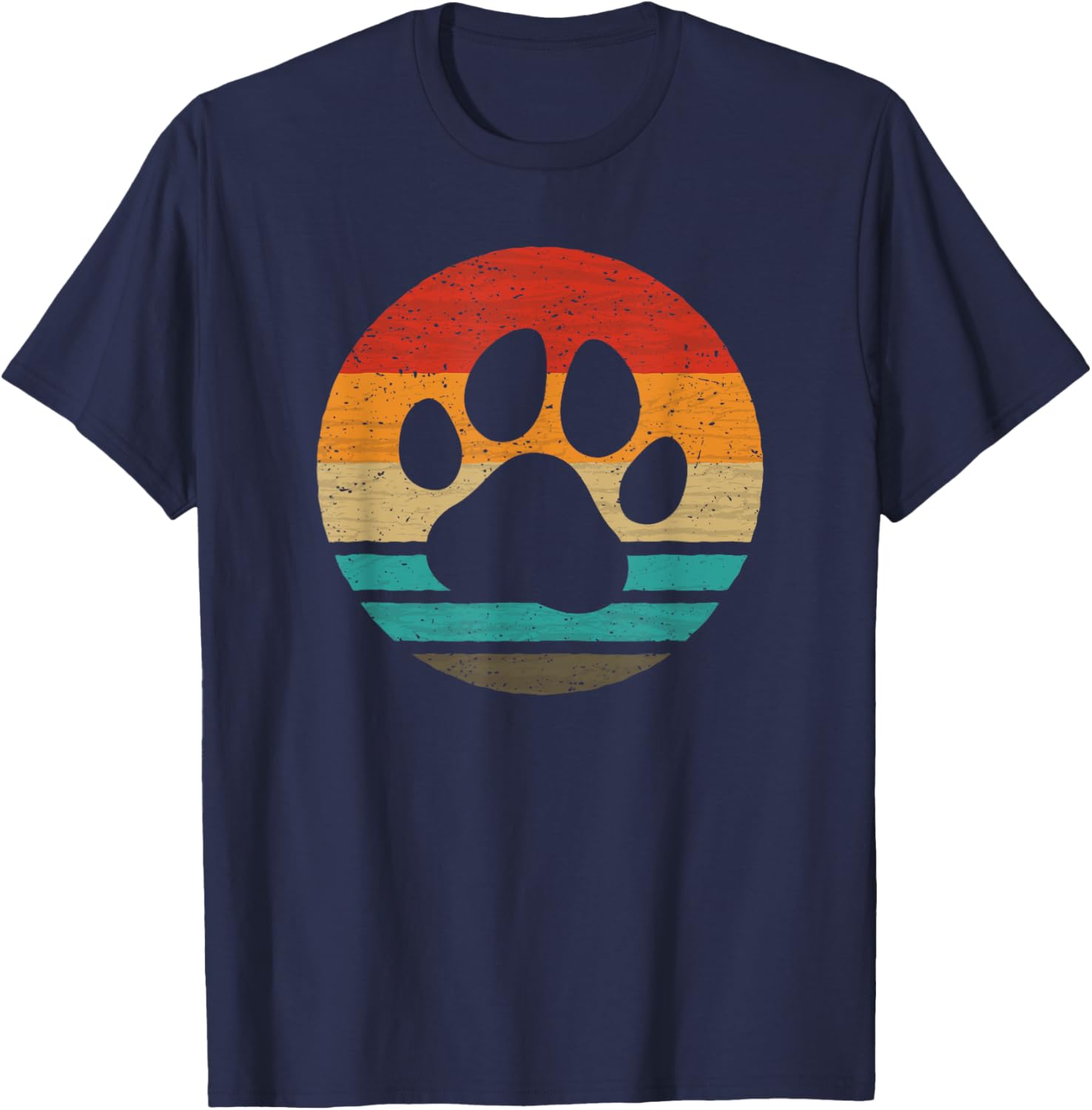 Dog Paw Retro Style Vintage T-Shirt - T-Shirt | Navy