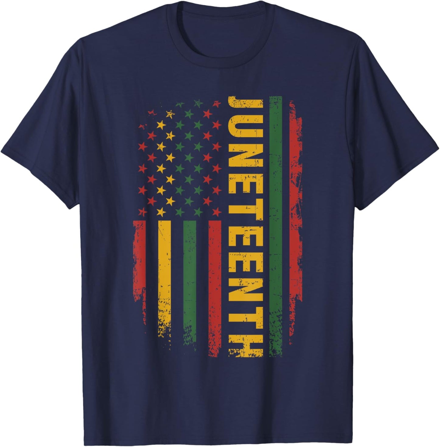 American flag pan african colors for celebrating Juneteenth T-Shirt - T-Shirt | Navy