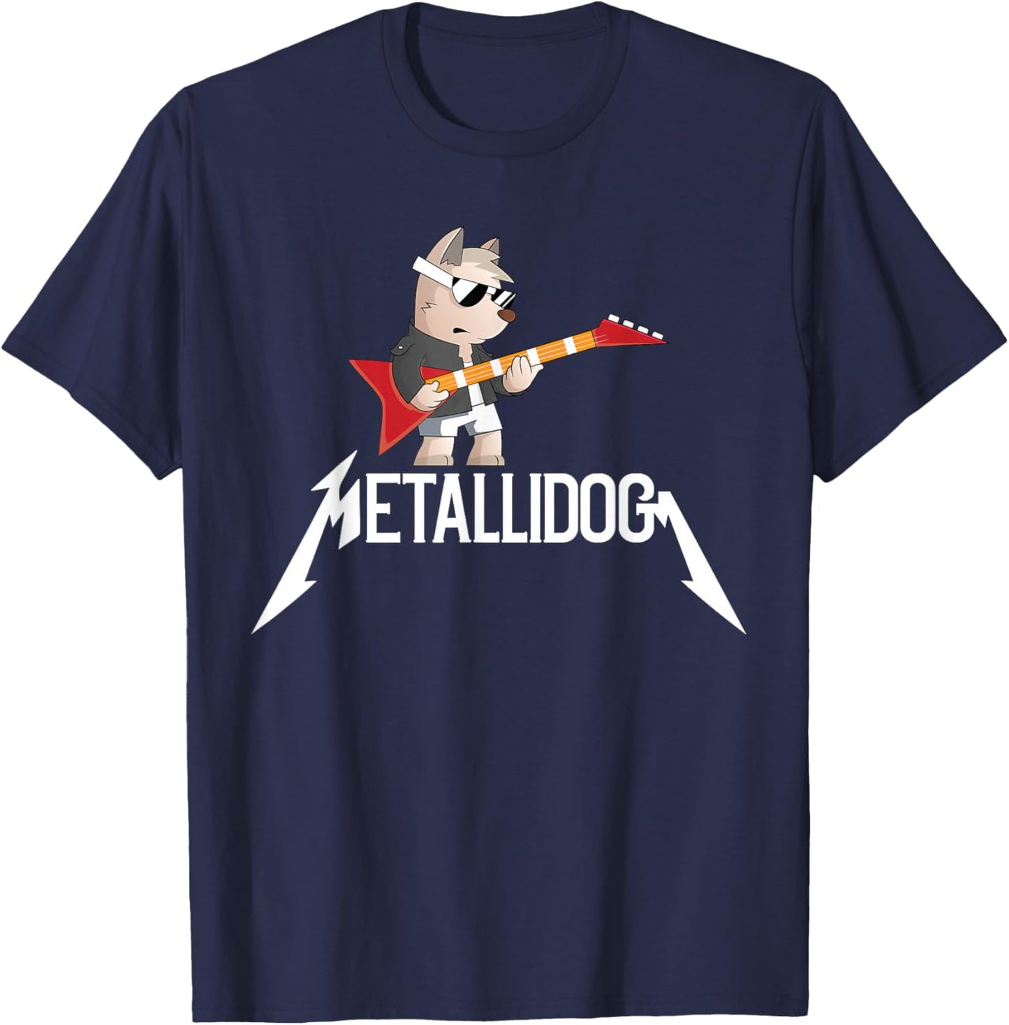 Metalli-Dog Funny Rocker Puppy Doggie Pet Rock Music Lover Women Girls Kids T-Shirt - T-Shirt | Navy