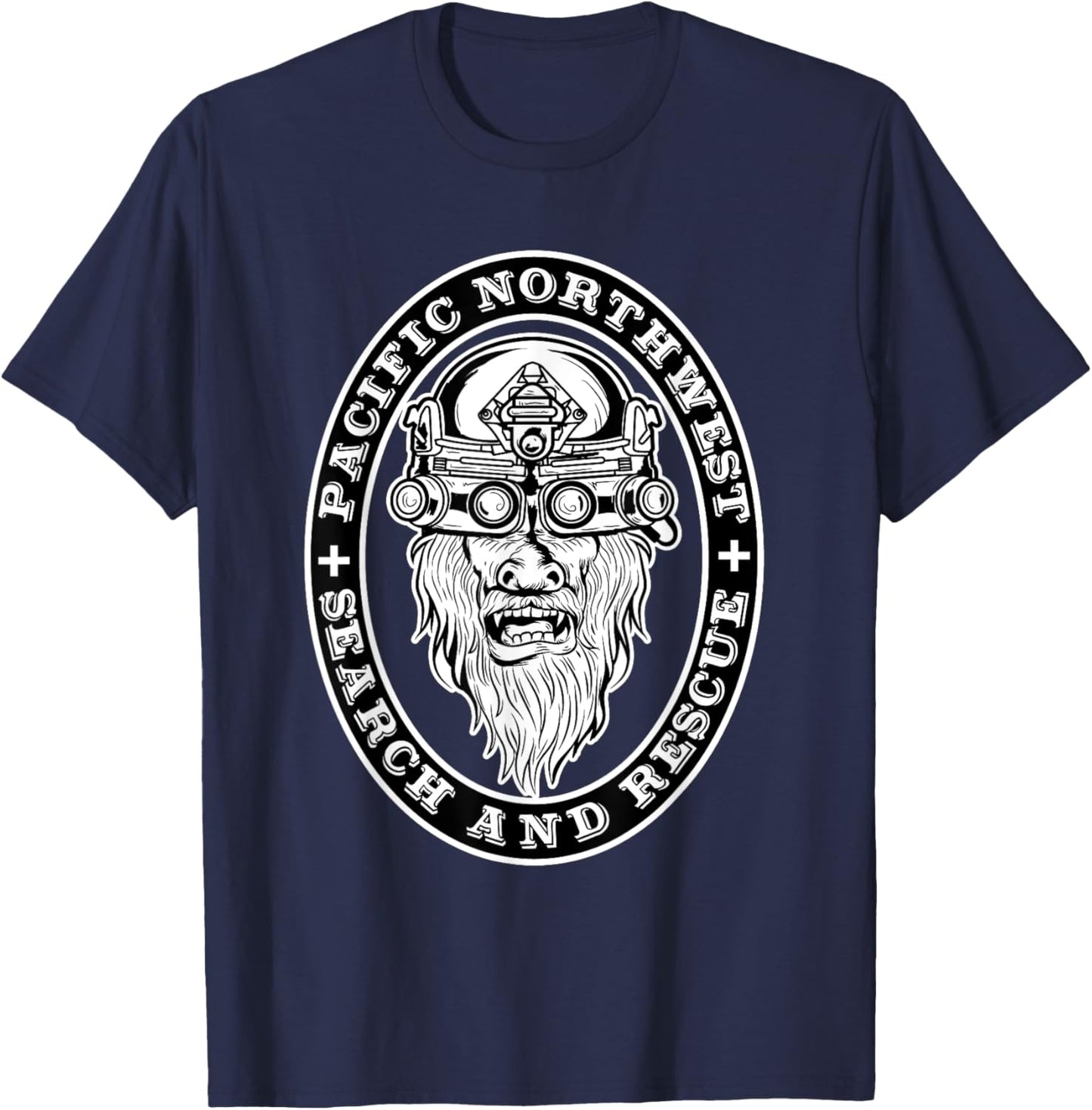 Funny Bigfoot Pacific Northwest Search and Rescue Sasquatch T-Shirt - T-Shirt | Navy