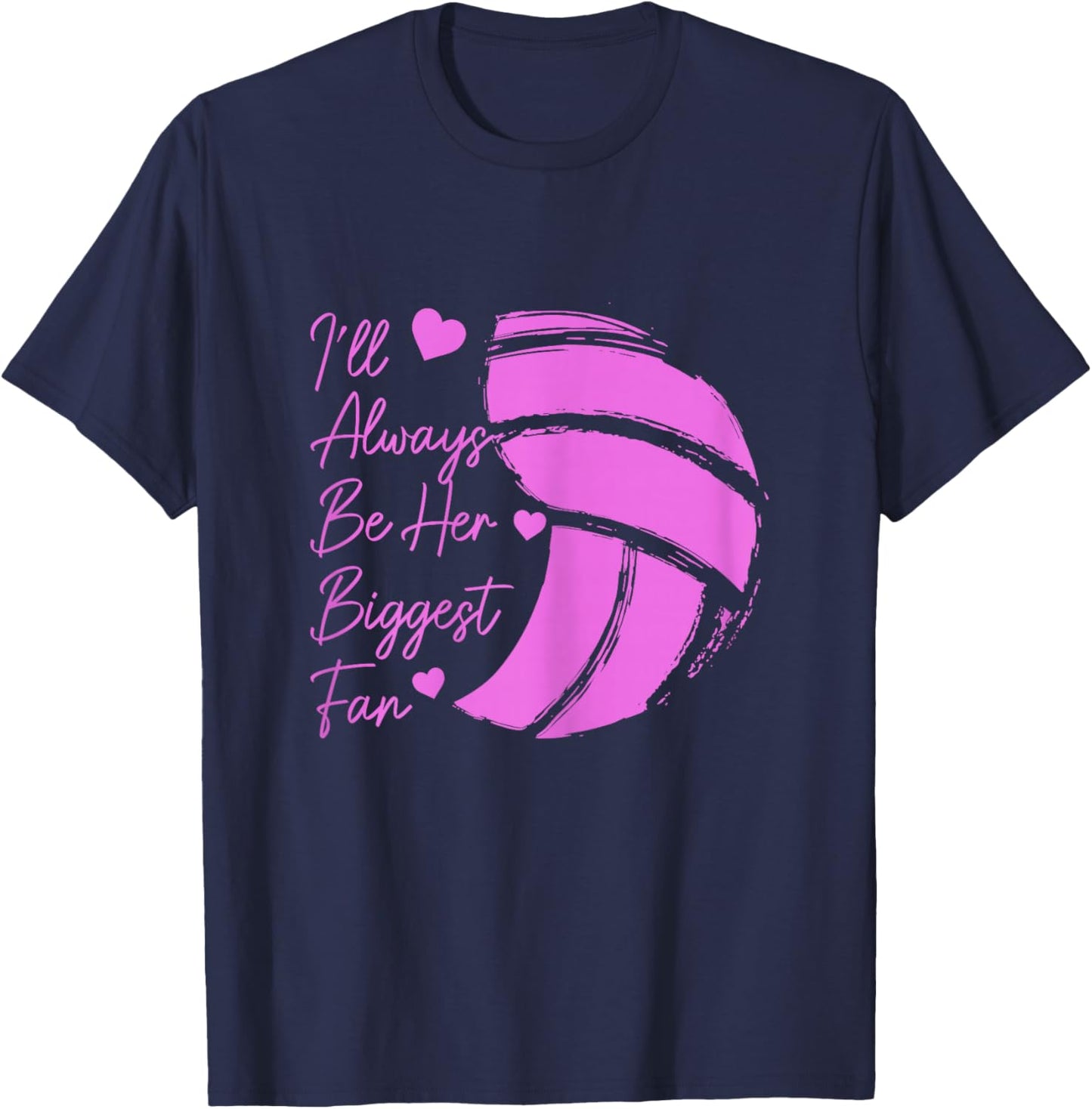 Volleyball Mom Her Biggest Fan Volleyball Daughter T-Shirt - T-Shirt | Navy