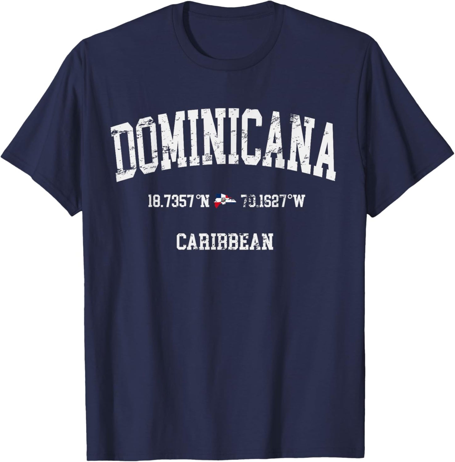 Dominicana Republic Latitude Longitude Dominican Flag T-Shirt - T-Shirt | Navy