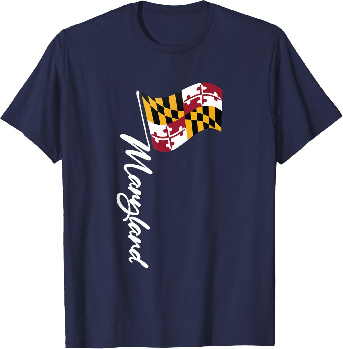 Maryland Signature Flag Pole - Elegant Marylander Flag T-Shirt - T-Shirt | Navy