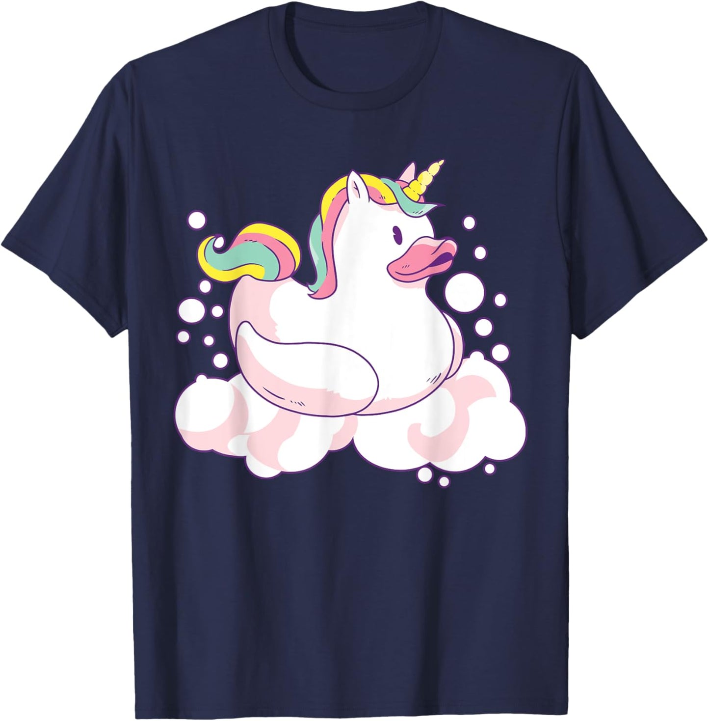 Unicorn Duck Soap Bubbles Rubber Duck Uniduck T-Shirt - T-Shirt | Navy