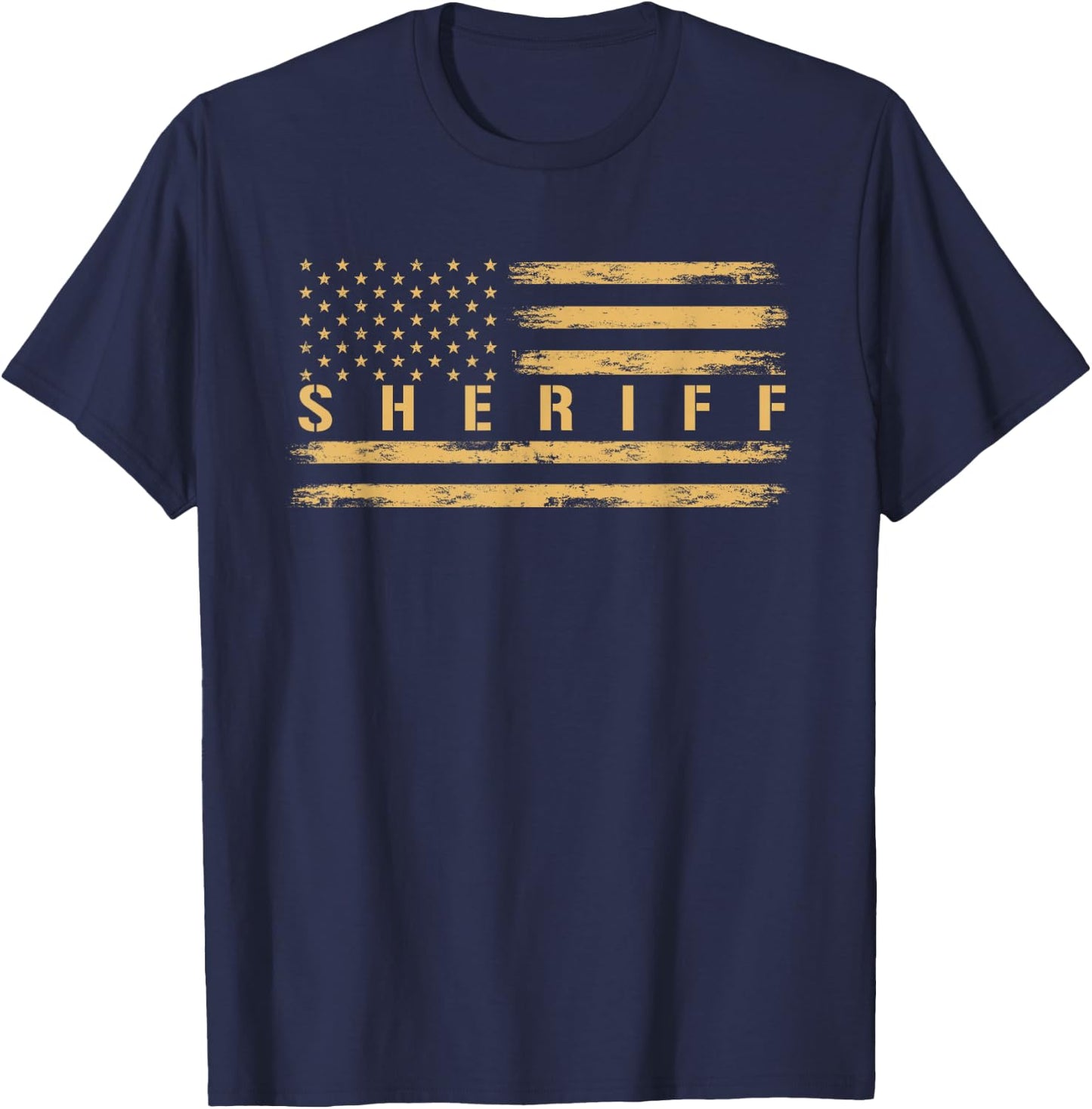 Sheriff USA American Flag | Western Police | Officer T-Shirt - T-Shirt | Navy