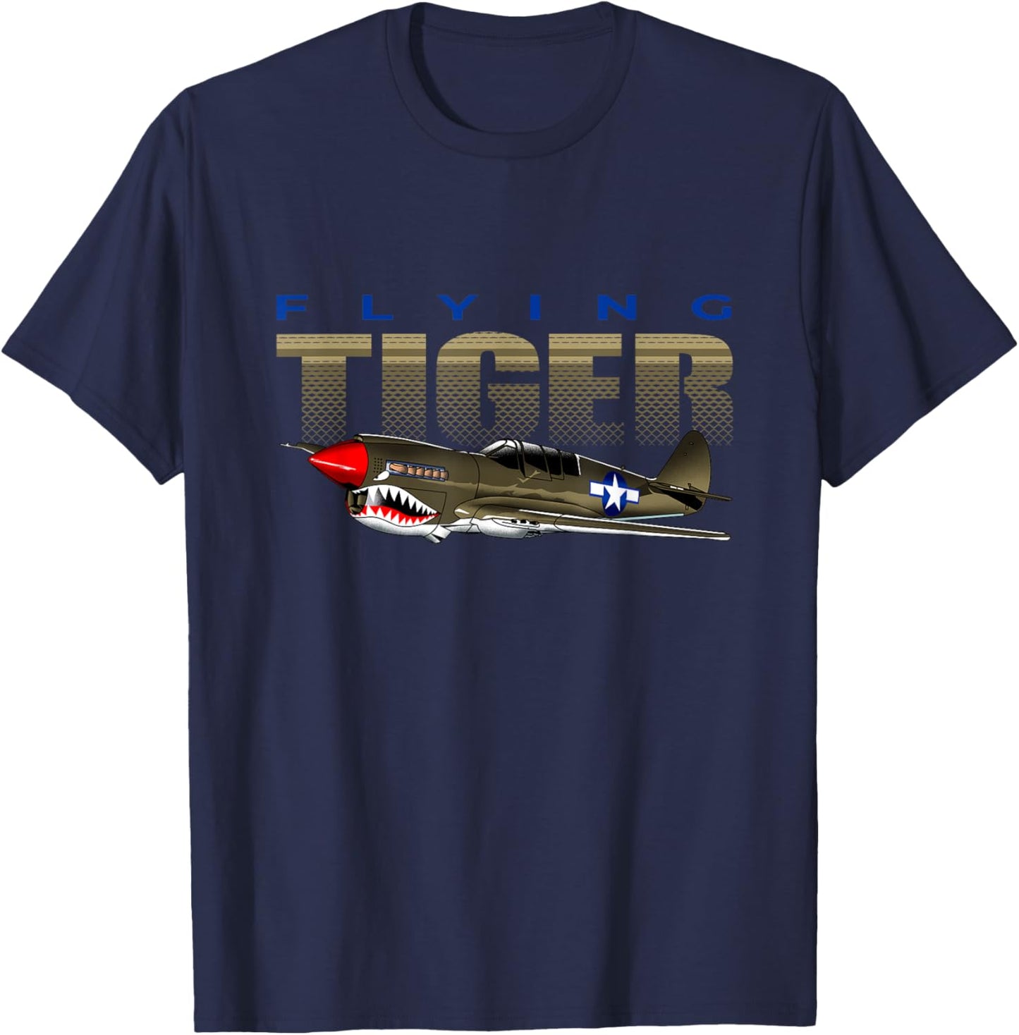 USA Military Vintage Warbird Warhawk Airplane T-Shirt - T-Shirt | Navy