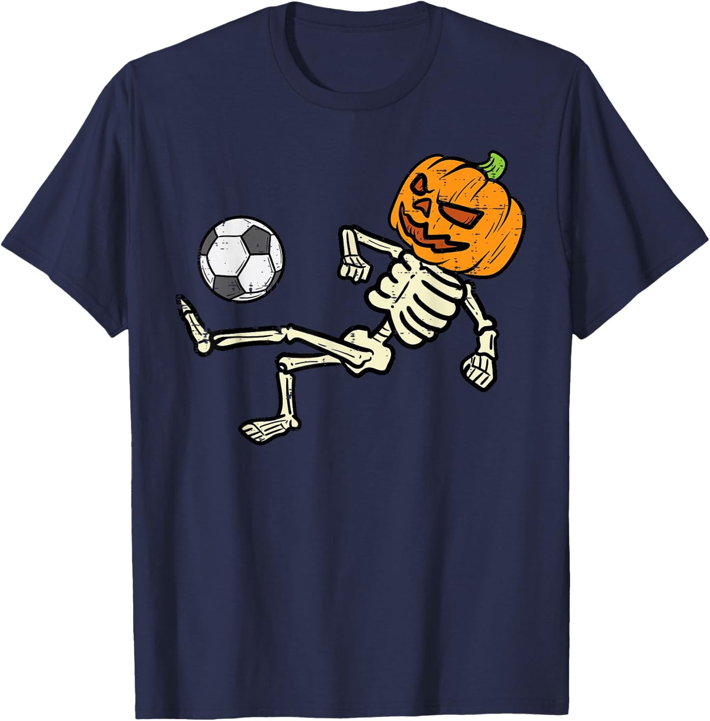Halloween Soccer Pumpkin Skeleton Football Boys Kids Men T-Shirt - T-Shirt | Navy