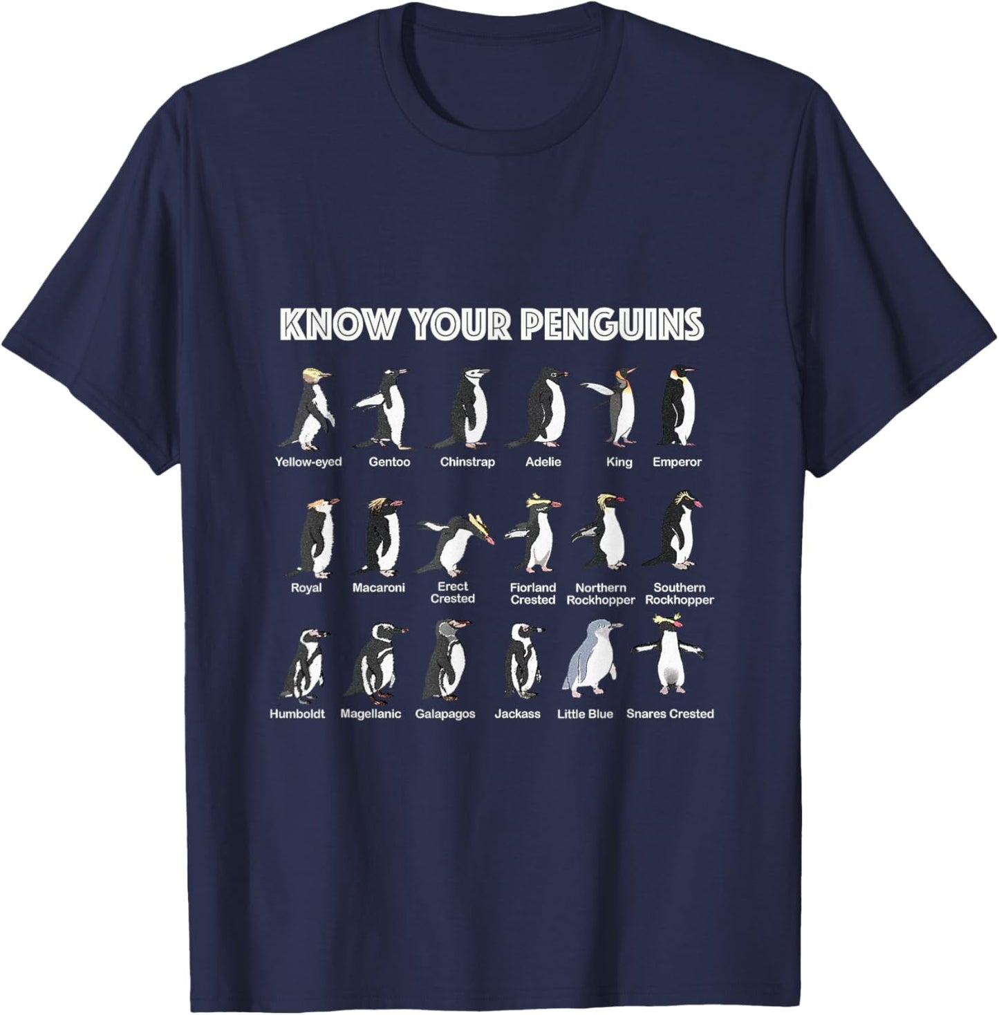 Know Your Penguins Penguin Antarctic Birds Animals Marine T-Shirt - T-Shirt | Navy