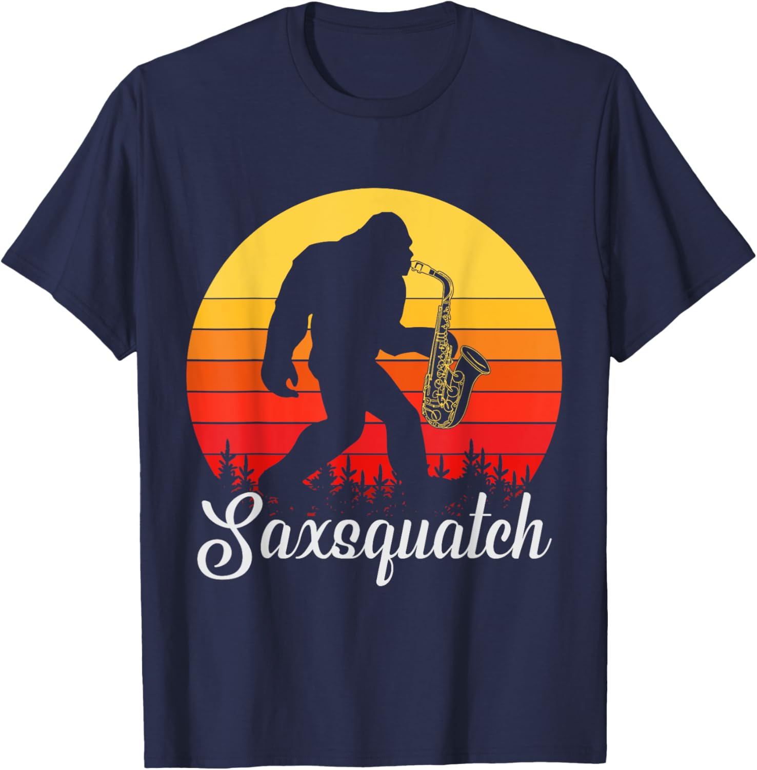 Saxsquatch - Funny Bigfoot / Yeti Play On Words T-Shirt - T-Shirt | Navy