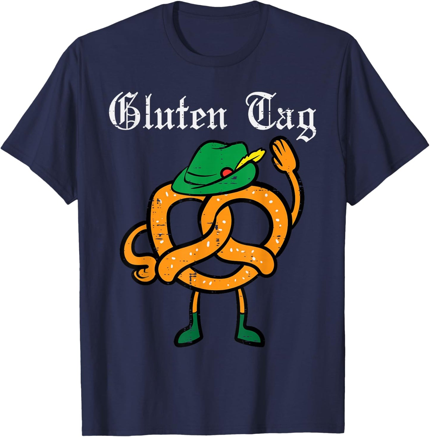 Oktoberfest Pretzel Guten Tag Funny German Women Kids Men T-Shirt - T-Shirt | Navy