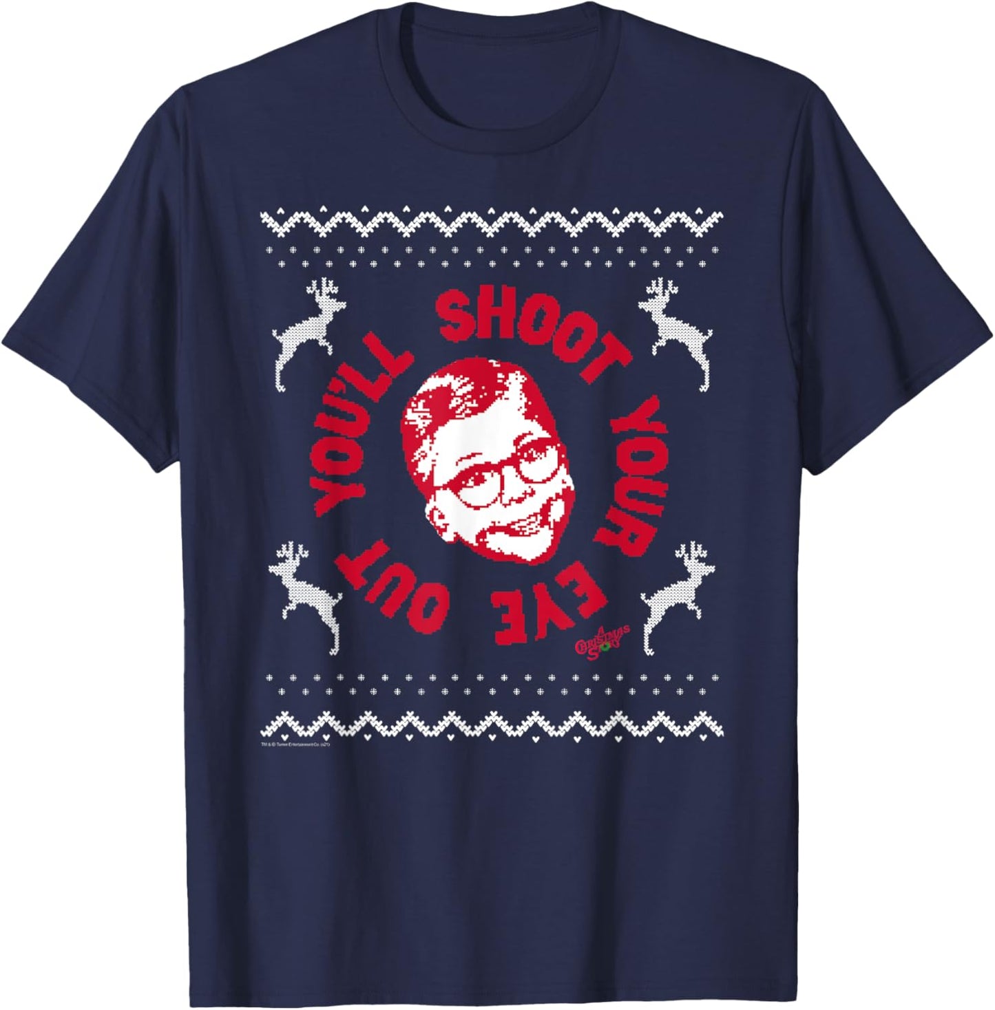 A Christmas Story Sweater Print You'll Shoot Your Eye Out T-Shirt - T-Shirt | Navy