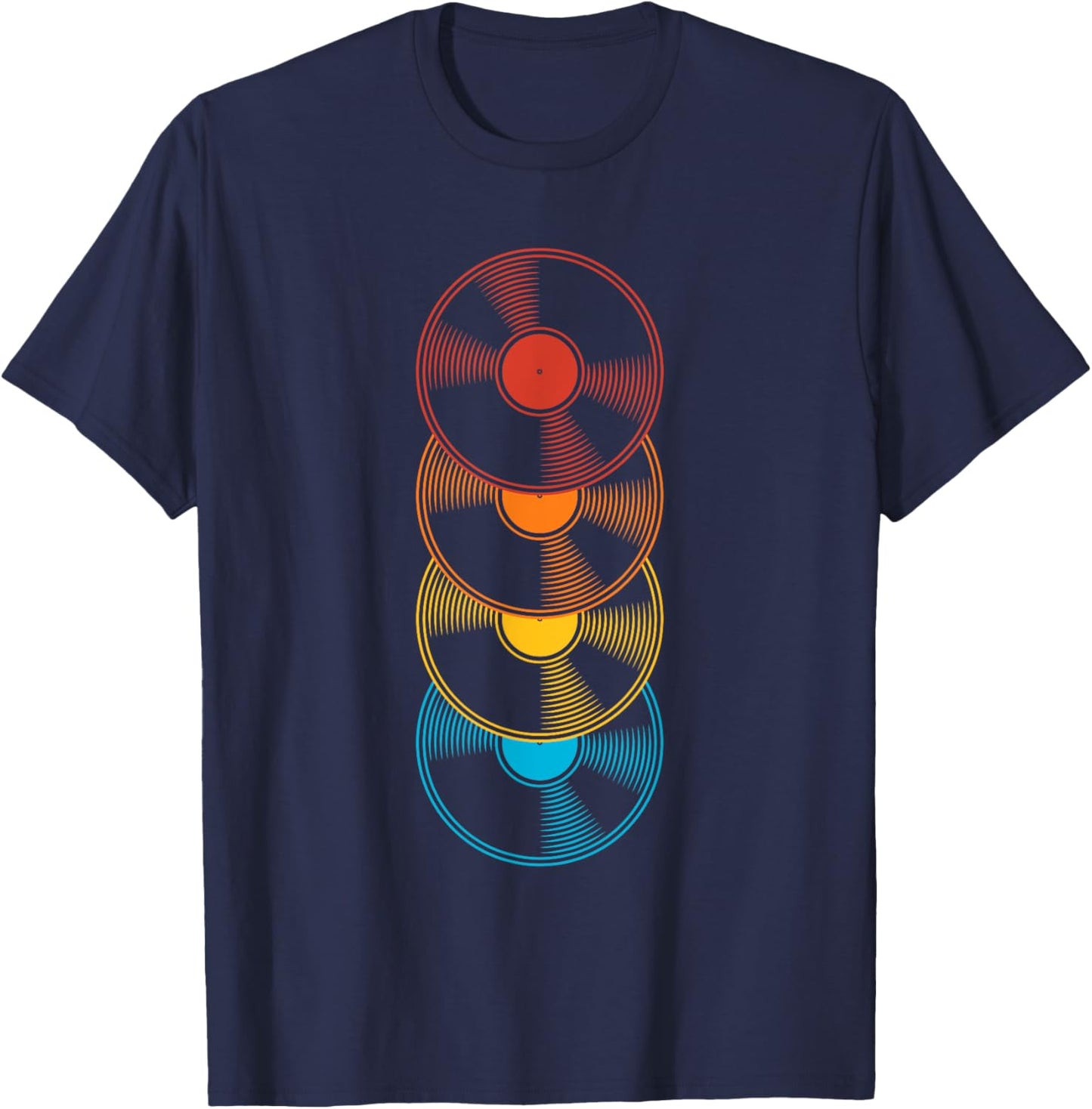 Rainbow Vinyl Record Music T-Shirt - T-Shirt | Navy