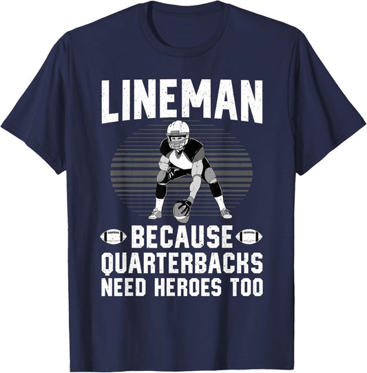 Funny Football Lineman Art Women Offensive Lineman T-Shirt - T-Shirt | Navy