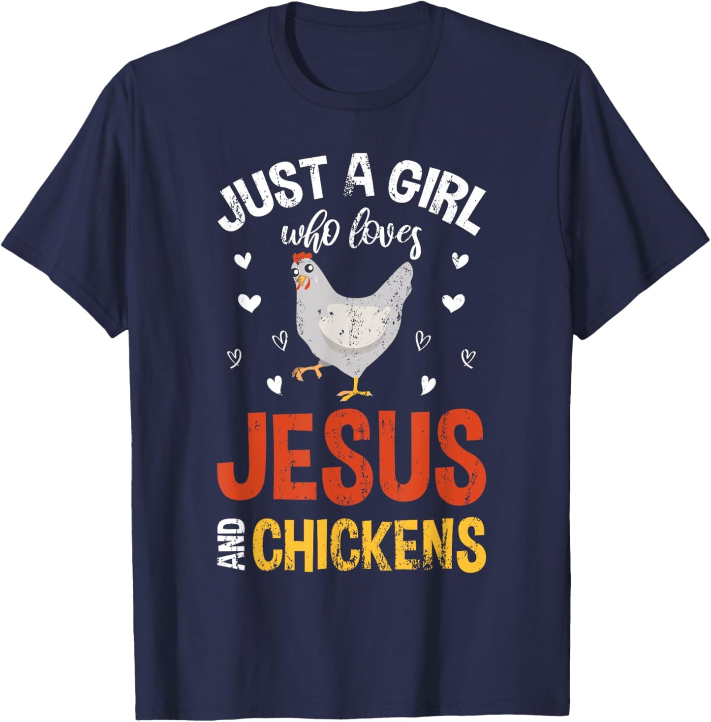 Funny Chicken Christian Farmer Women Girls Prayer Jesus T-Shirt - T-Shirt | Navy