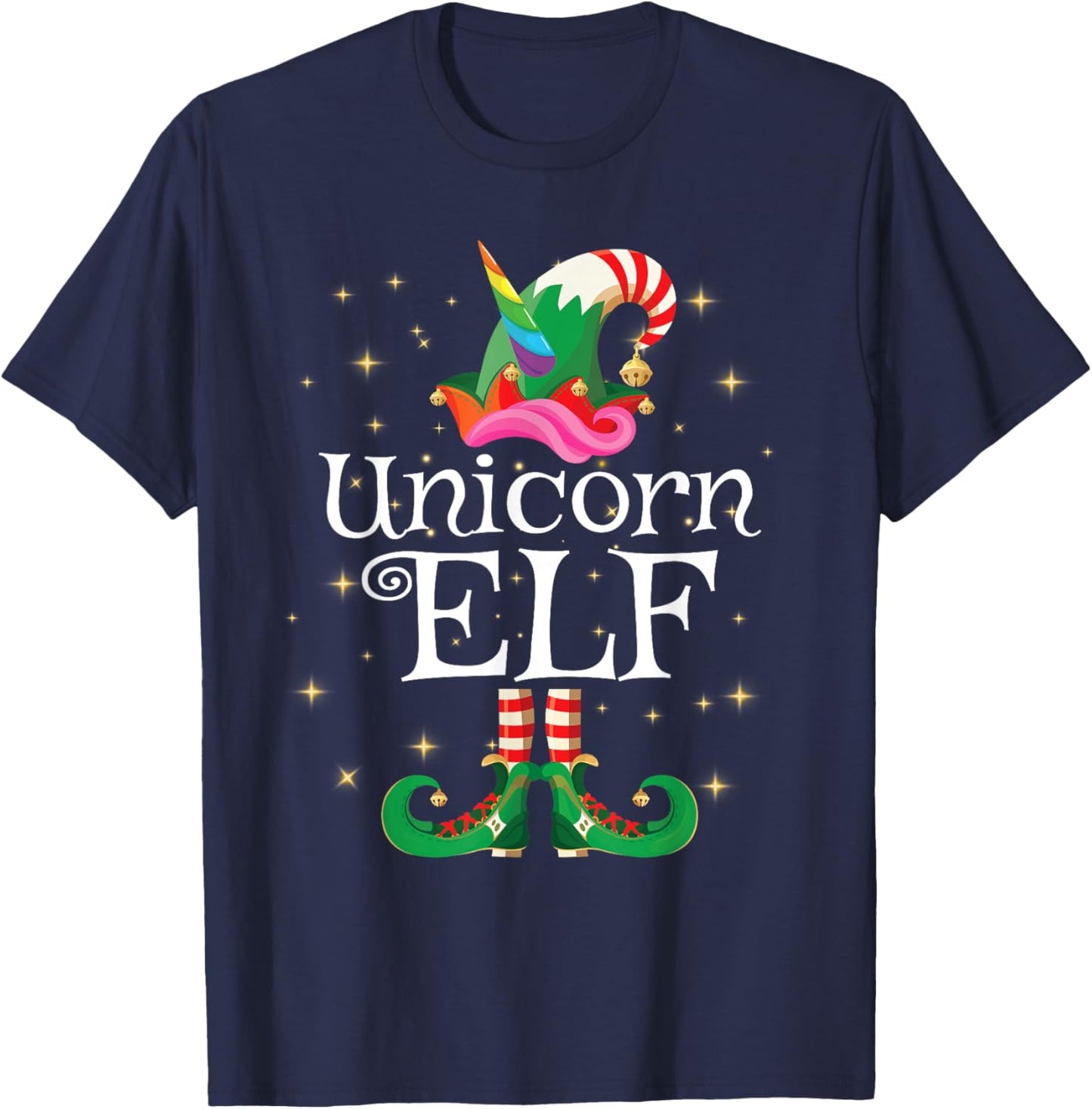 Unicorn Elf Shirt Girls Women Funny Matching Christmas Elf T-Shirt - T-Shirt | Navy