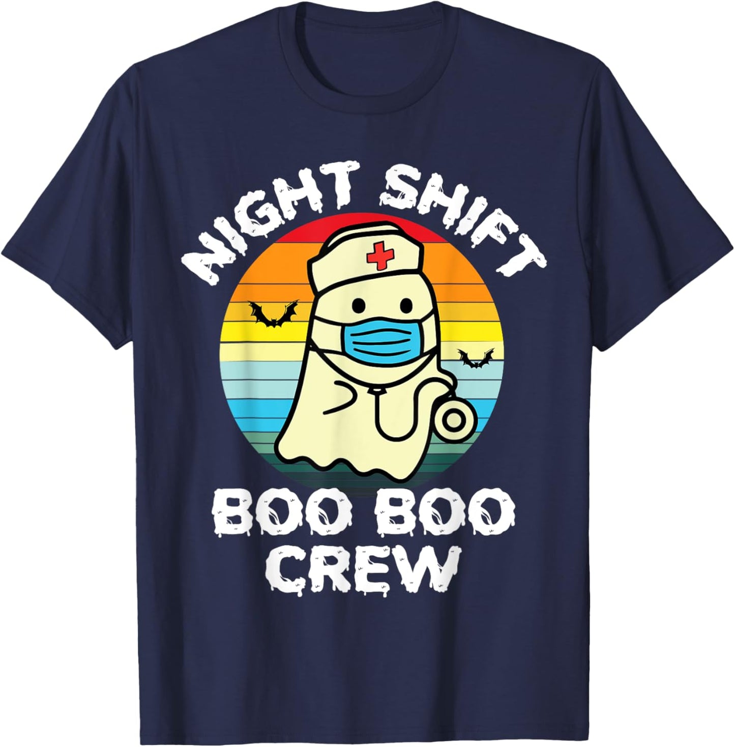 2023 Night Shift Boo Boo Crew Nurse Halloween For Nurses RN T-Shirt - T-Shirt | Navy