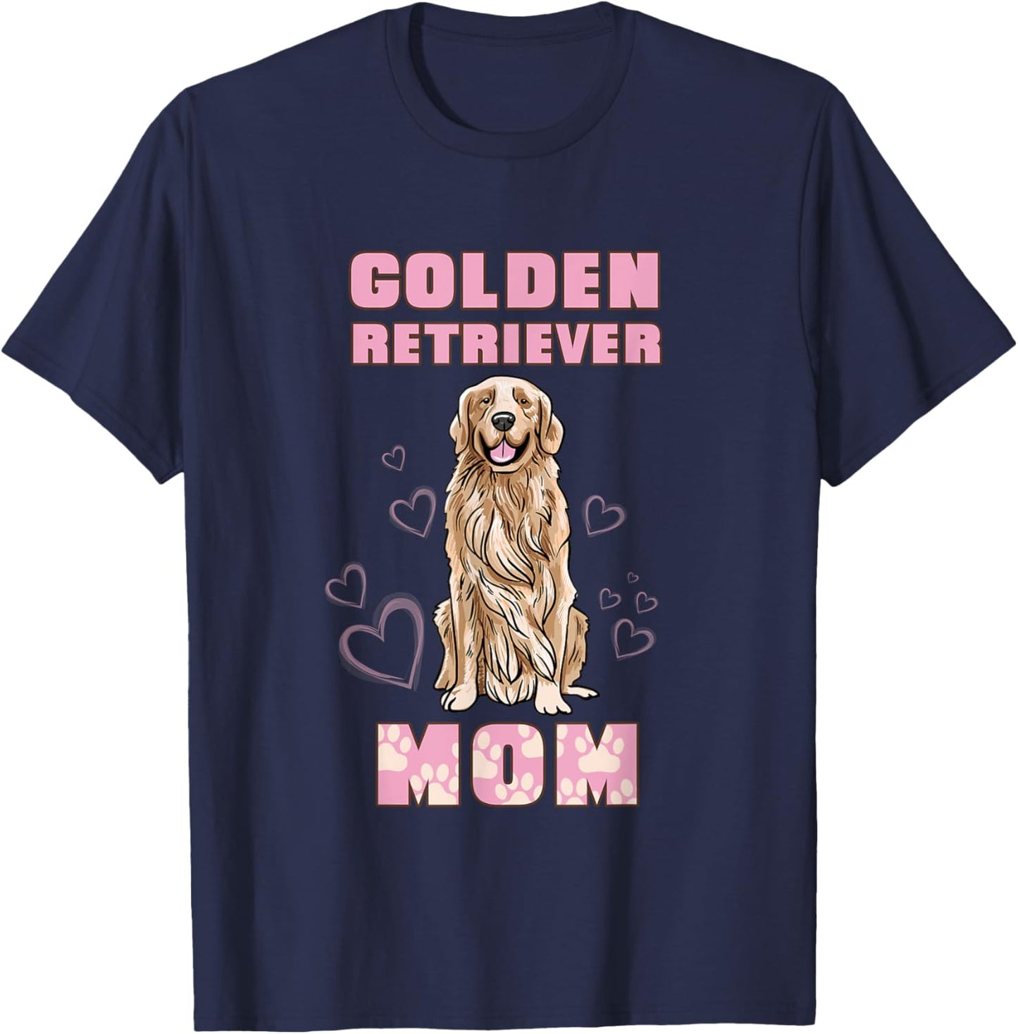 Golden Retriever Mom Dog Illustration Golden Retriever Owner T-Shirt - T-Shirt | Navy