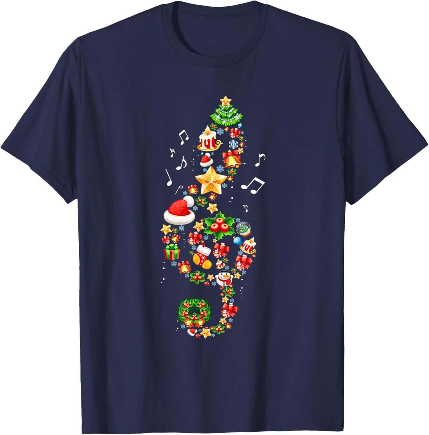 Christmas Musical Note Music Lover Teacher Sing Carols Xmas Women Kids T-Shirt - T-Shirt | Navy