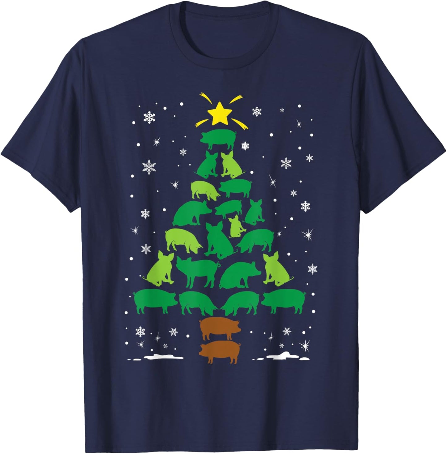 Pig Lovers Pet Farmer Holiday Family Matching Christmas Tree T-Shirt - T-Shirt | Navy