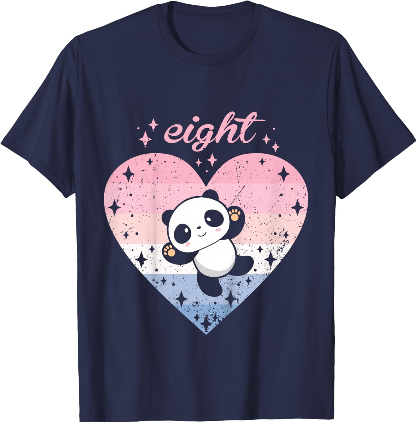 8 Year Old Cute Panda Birthday Girl 8th B-day T-Shirt - T-Shirt | Navy