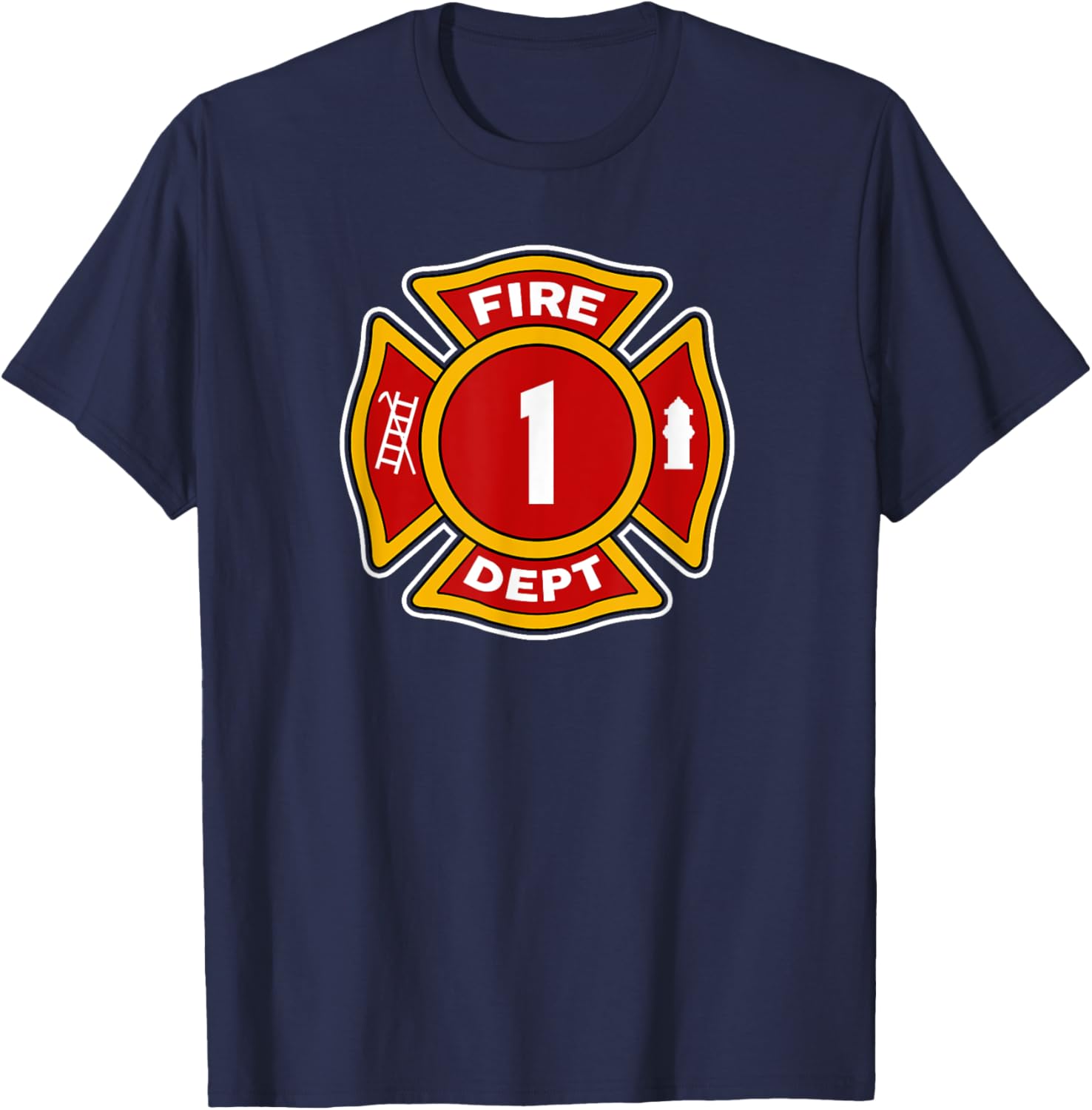 Fire 1 Dept Shirt | Firefighter Hero 1st Birthday Boys Gift T-Shirt - T-Shirt | Navy
