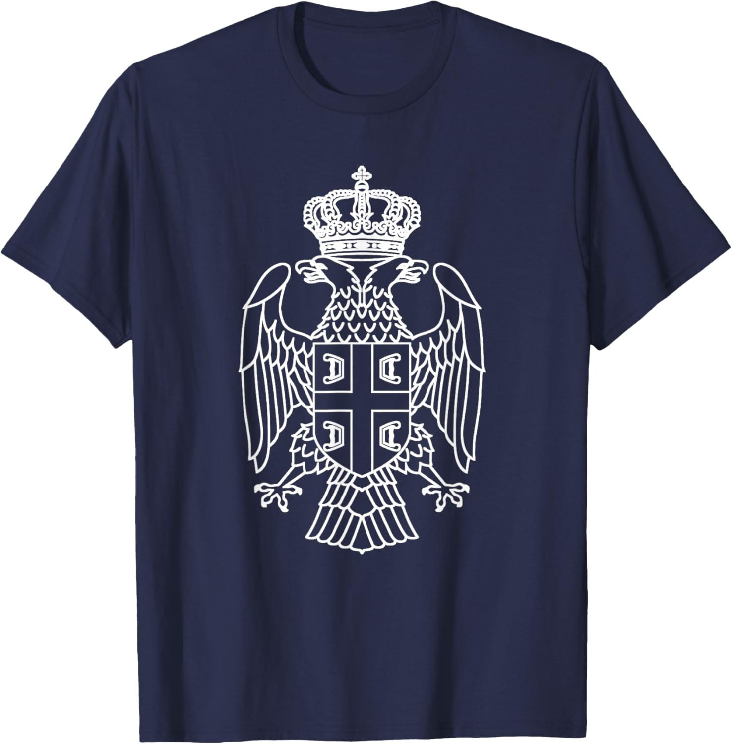 Serbia Srbija Serbian Eagle Srpski Grb white belo Trobojka T-Shirt - T-Shirt | Navy