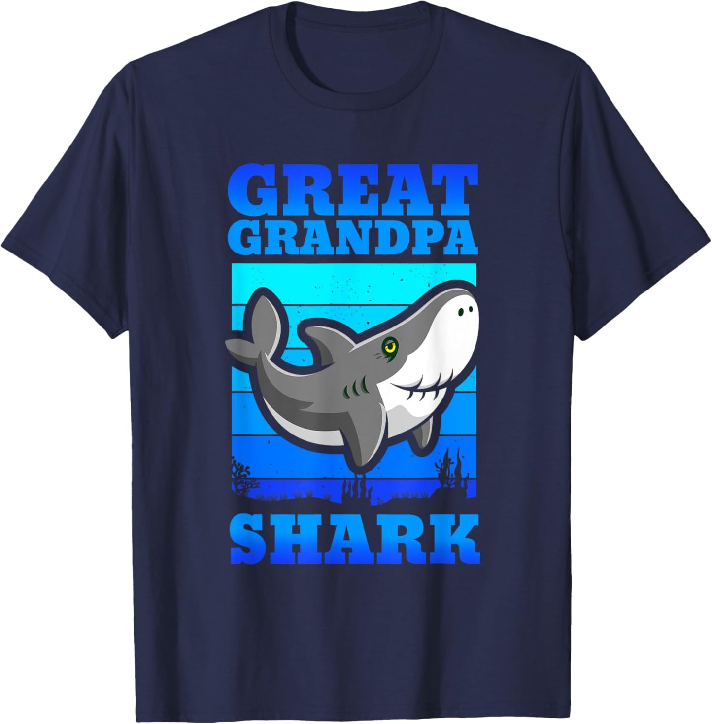 Great Grandpa Shark Cute Grandfather Grandparent Gift T-Shirt - T-Shirt | Navy
