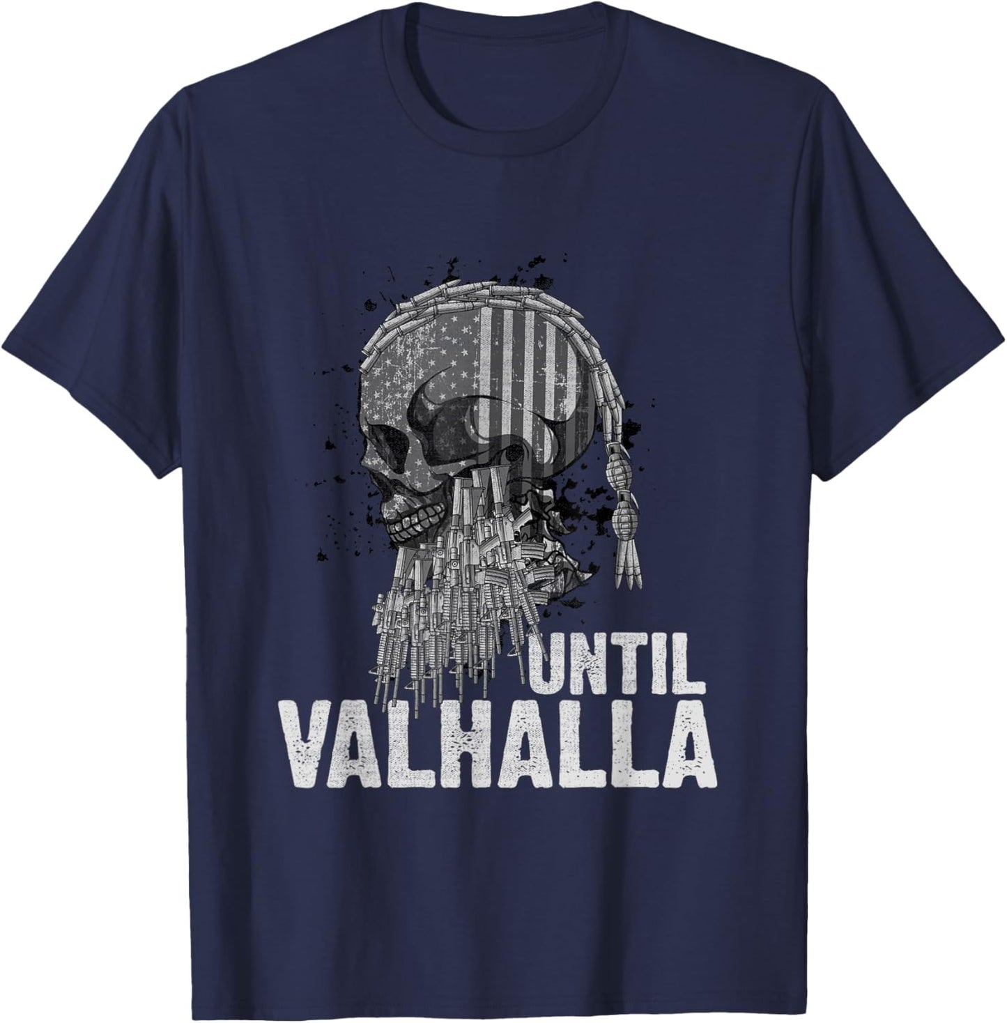 Until Valhalla Viking US Flag Vintage Shirt-Til Valhalla Men T-Shirt - T-Shirt | Navy