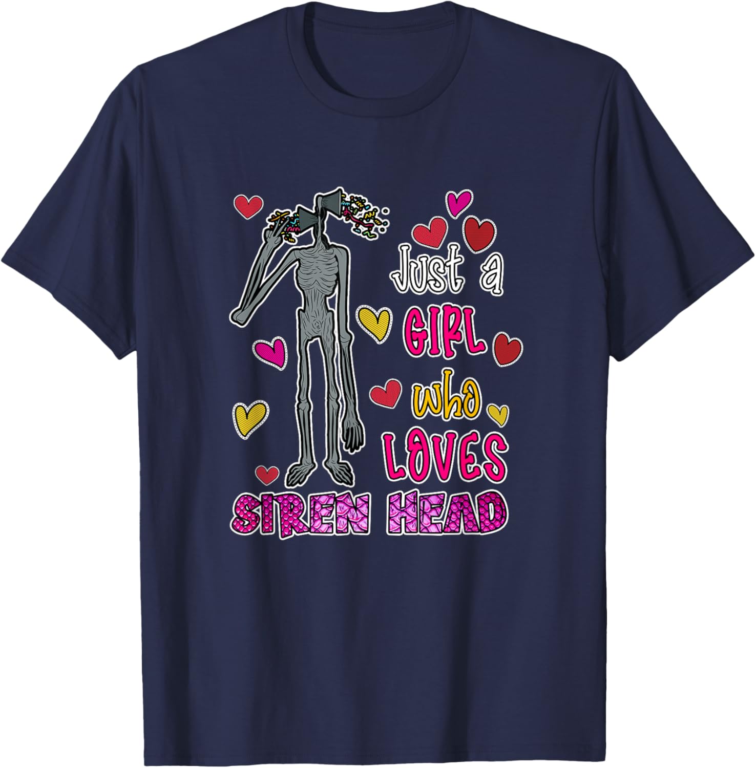 Cryptkins Just a Girl who Loves Siren Head T-Shirt - T-Shirt | Navy