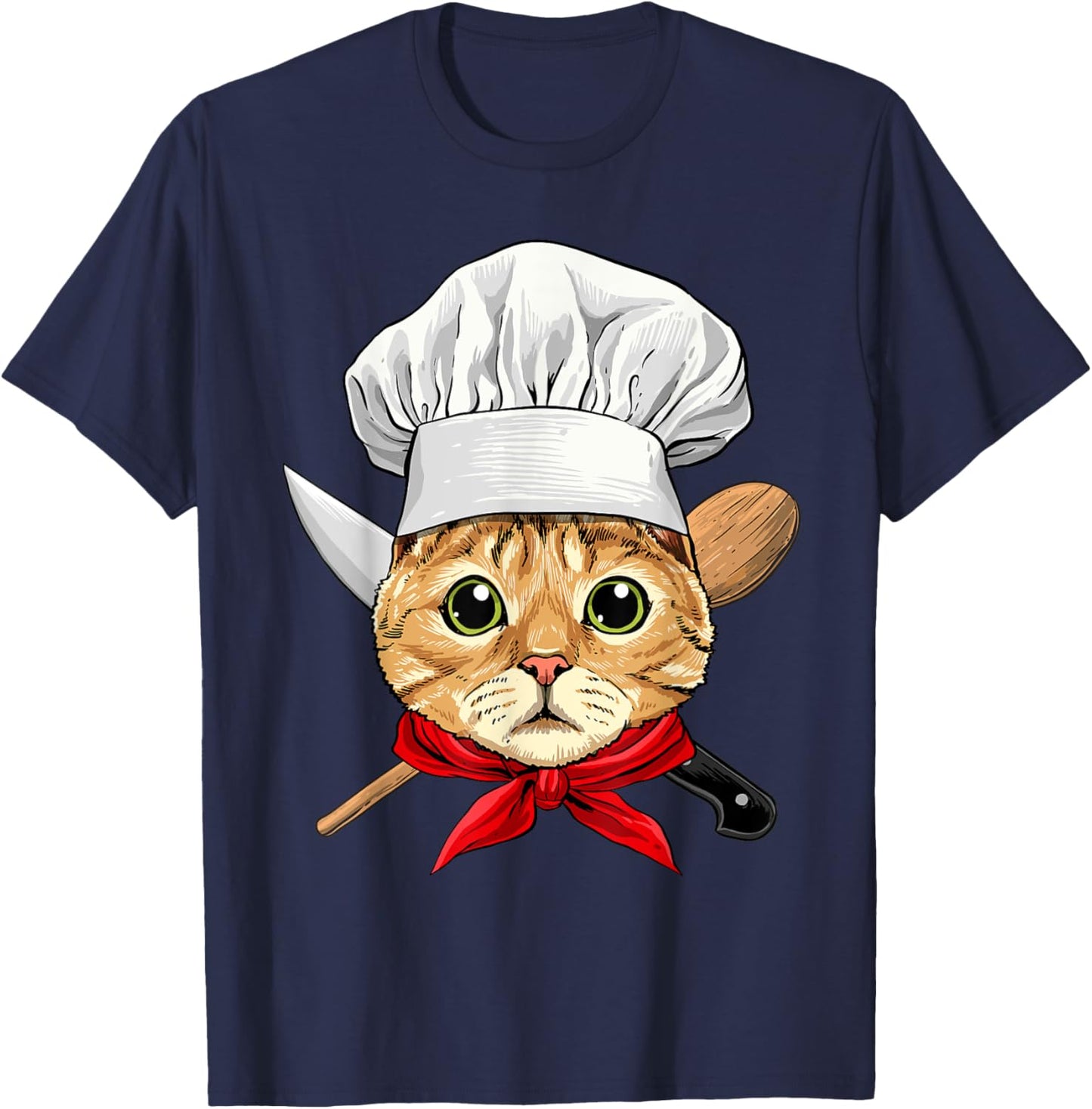 Cat Chef Feline Cat Kitten, Cooking Lover T-Shirt - T-Shirt | Navy