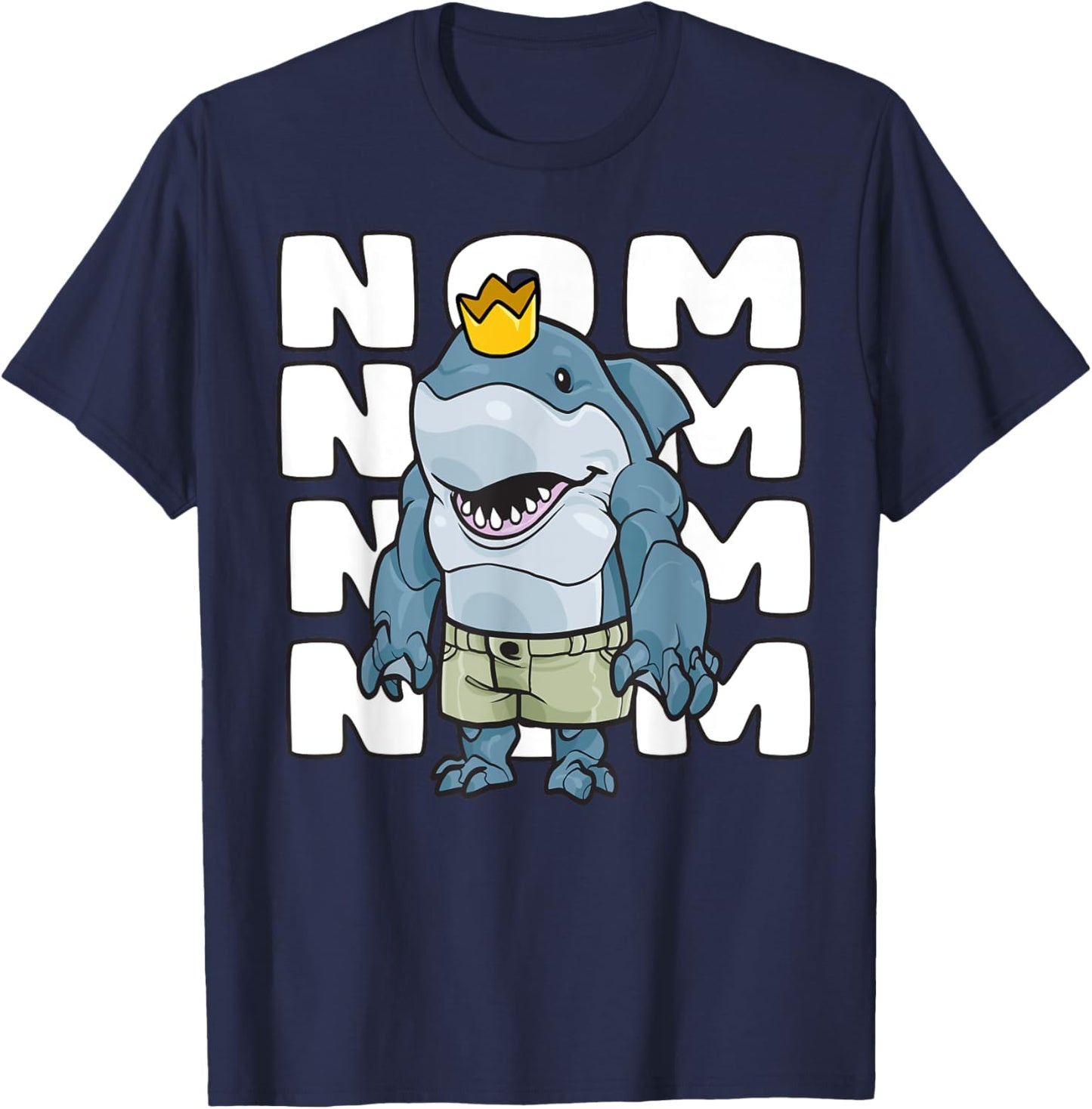 King of the Ocean Hungry Shark Baby Nom Nom Summer Camp Crew Men Women Kids T-Shirt - T-Shirt | Navy