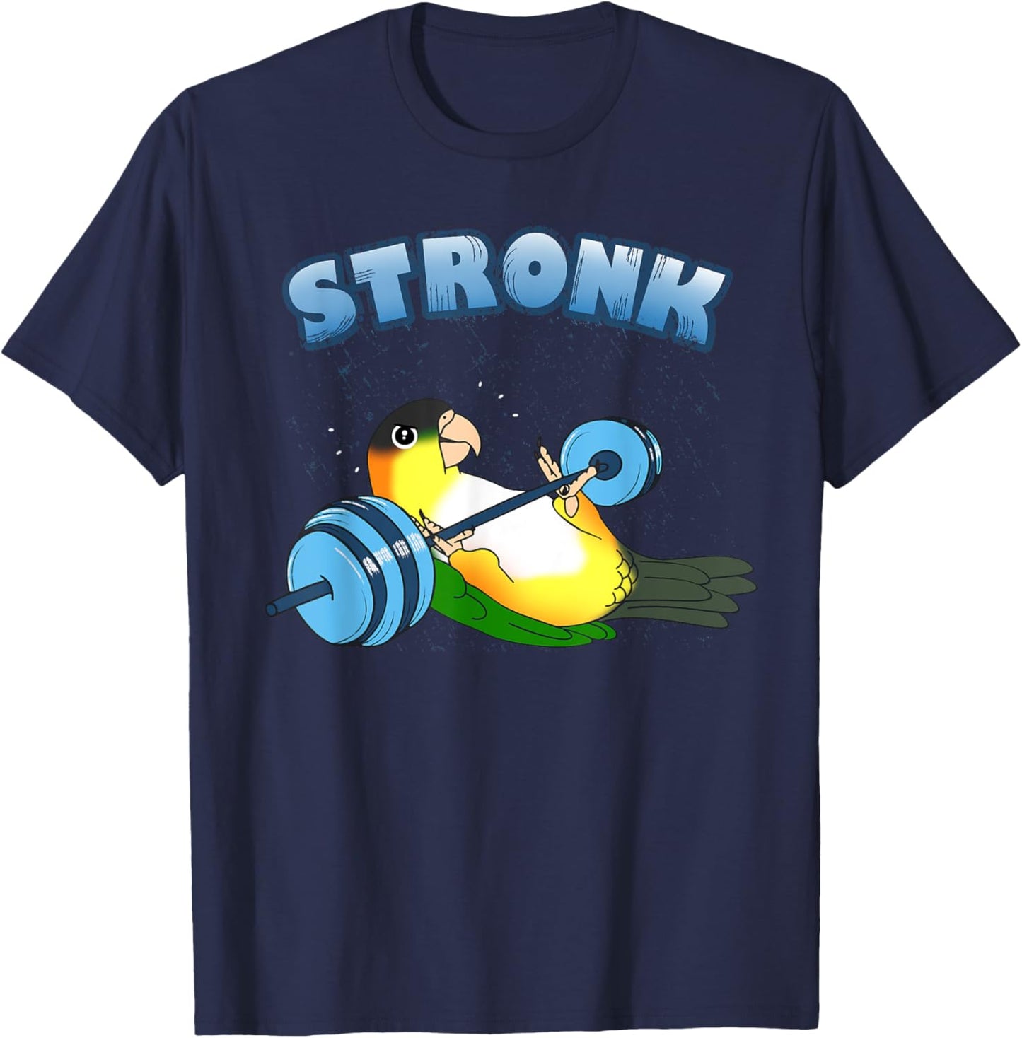 Stronk Parrot Gym workout Black headed Caique Birb memes T-Shirt - T-Shirt | Navy
