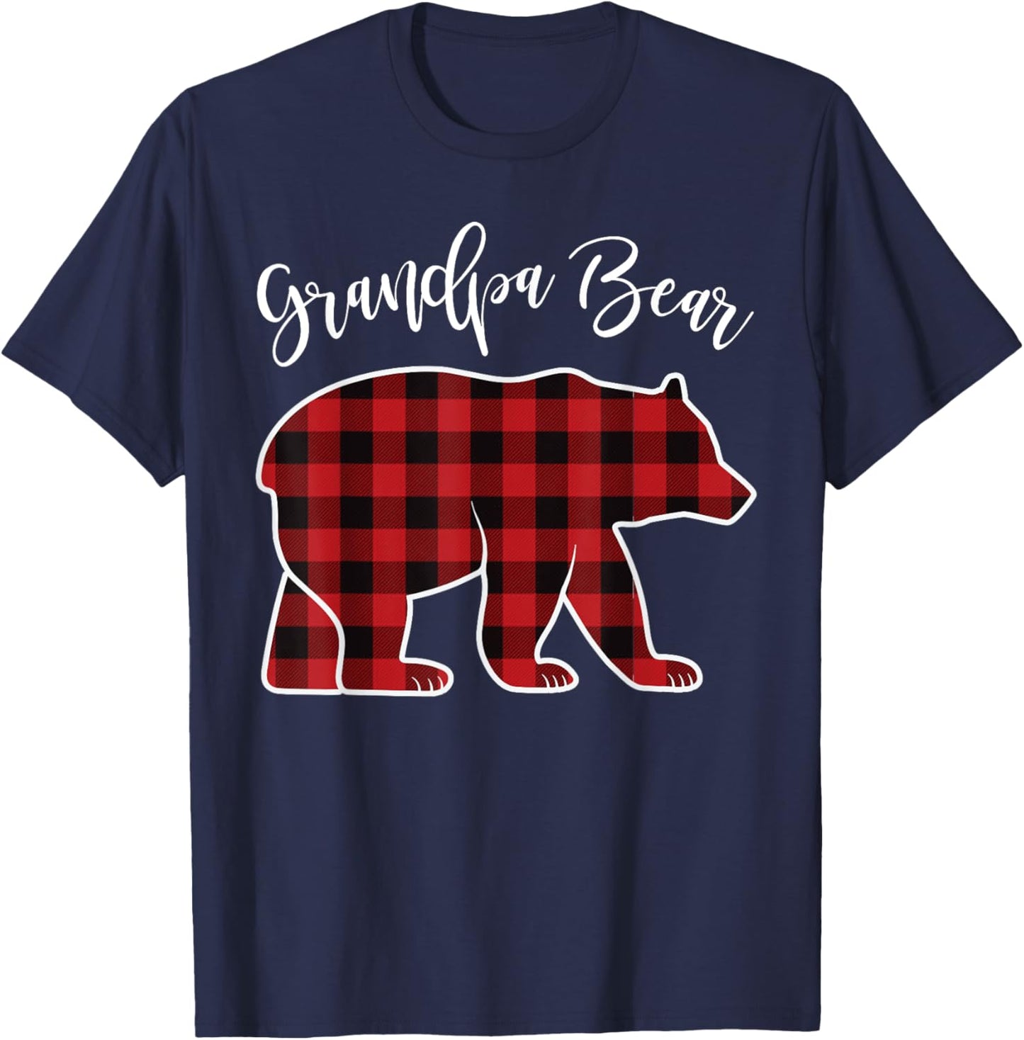 Grandpa Bear Pajama Red Buffalo Xmas Funny Family Christmas T-Shirt - T-Shirt | Navy