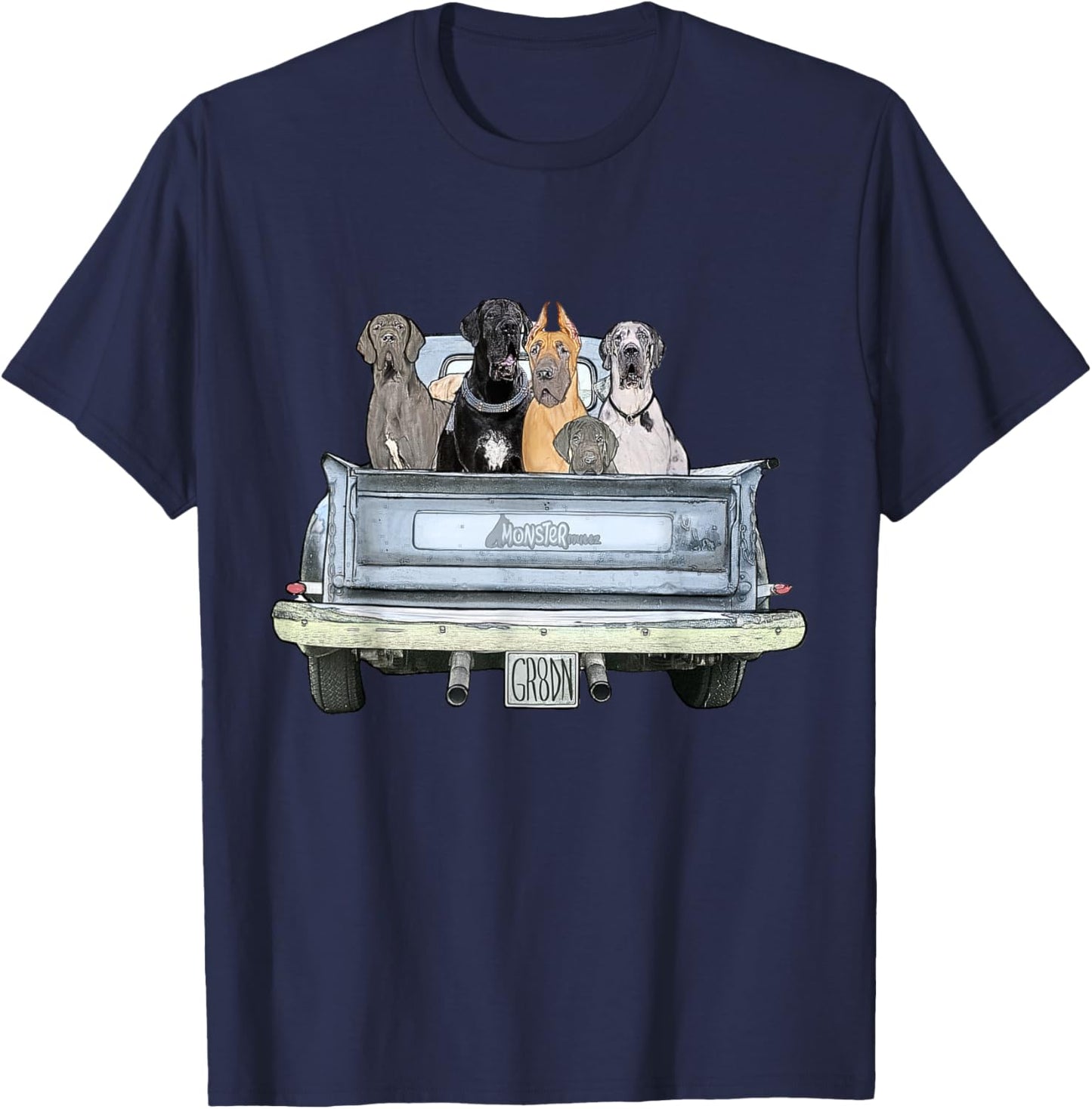 Great Dane Squad Pickup Truck Top - Large Dog Dad T-Shirt - T-Shirt | Navy