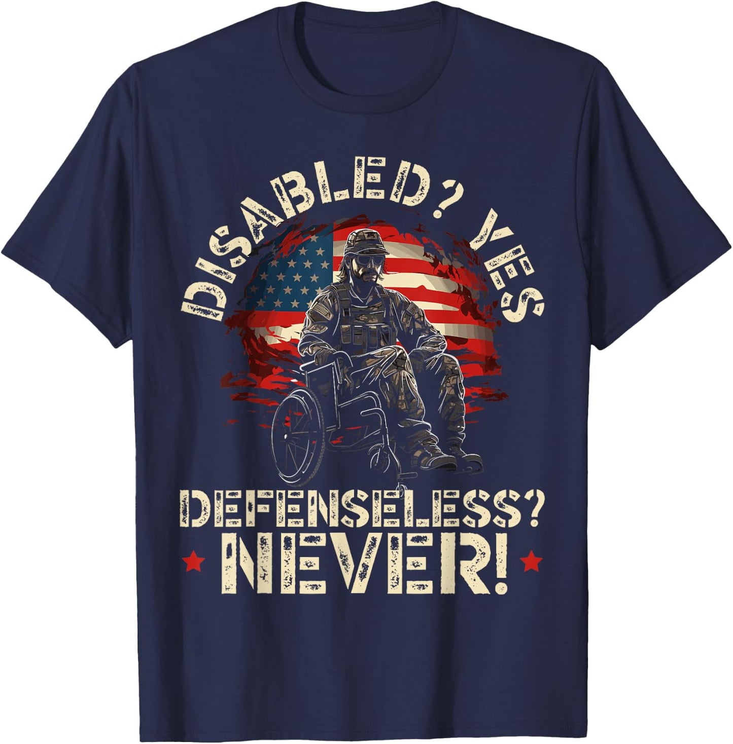 Disabled Veteran Armed Forces Military Soldier Army USA T-Shirt - T-Shirt | Navy