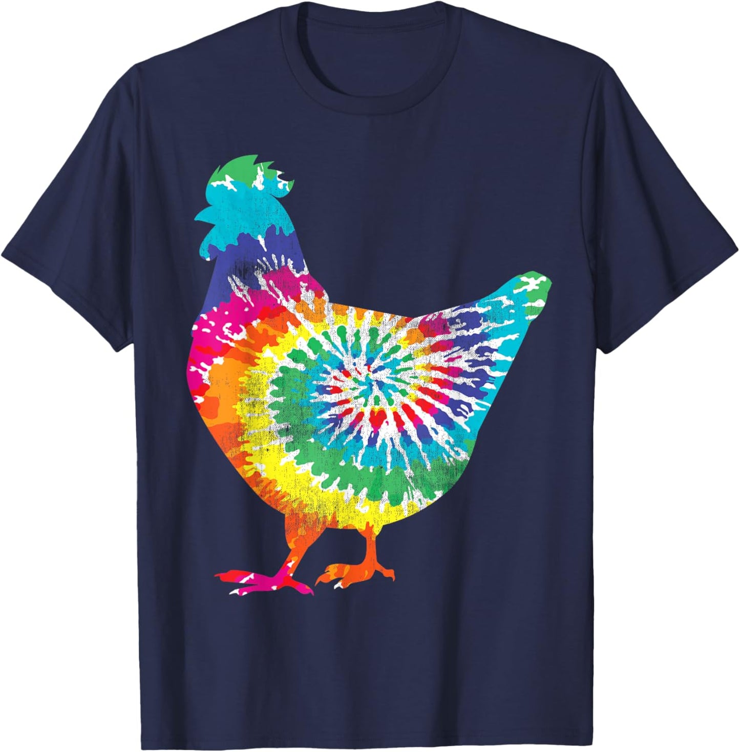Tie Dye Chicken For Hippy Farmer Hobby Farm T-Shirt - T-Shirt | Navy
