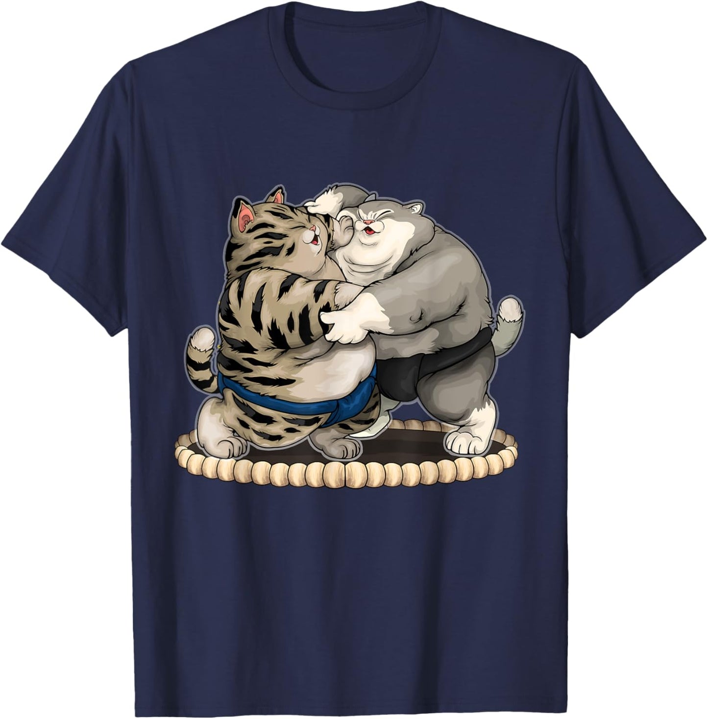 Funny Fat Sumo Wrestler Cats T-Shirt - T-Shirt | Navy