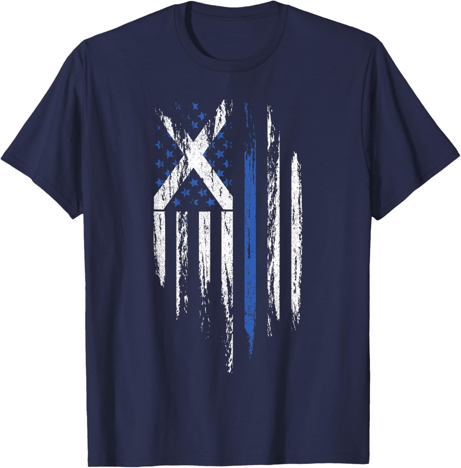 Scottish American Flag Combo Scotland USA Saltire Gift T-Shirt - T-Shirt | Navy
