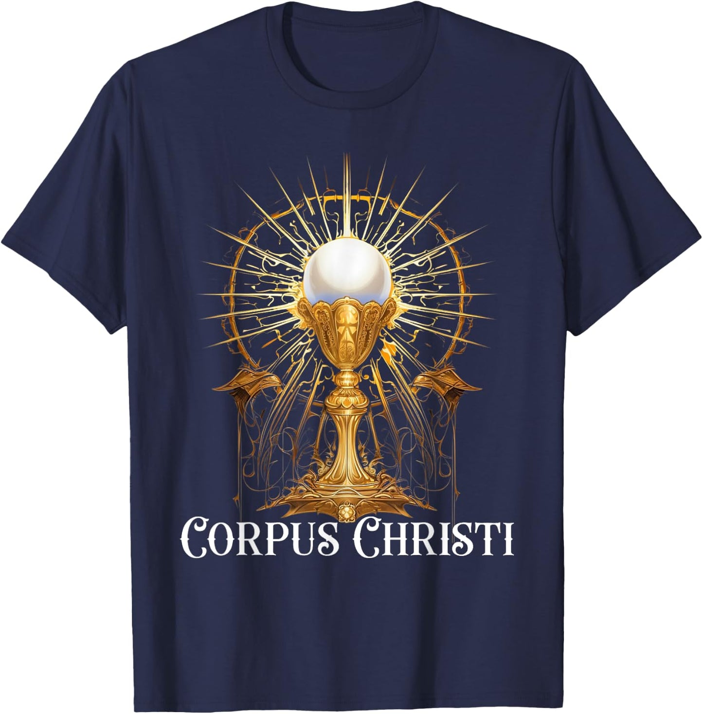 Eucharistic Adoration Traditional Latin Mass Catholic T-Shirt - T-Shirt | Navy
