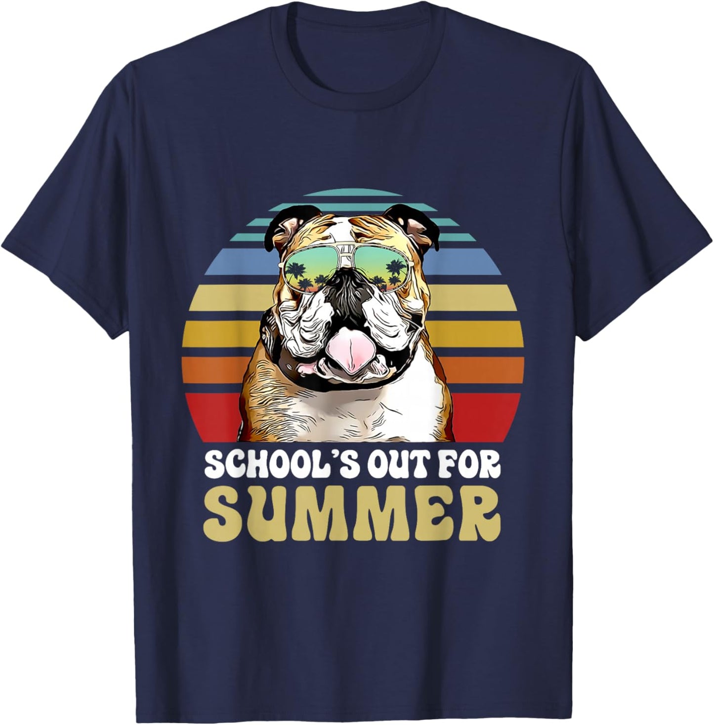Schools Out for Summer Bulldog Dog Teacher T-Shirt - T-Shirt | Navy