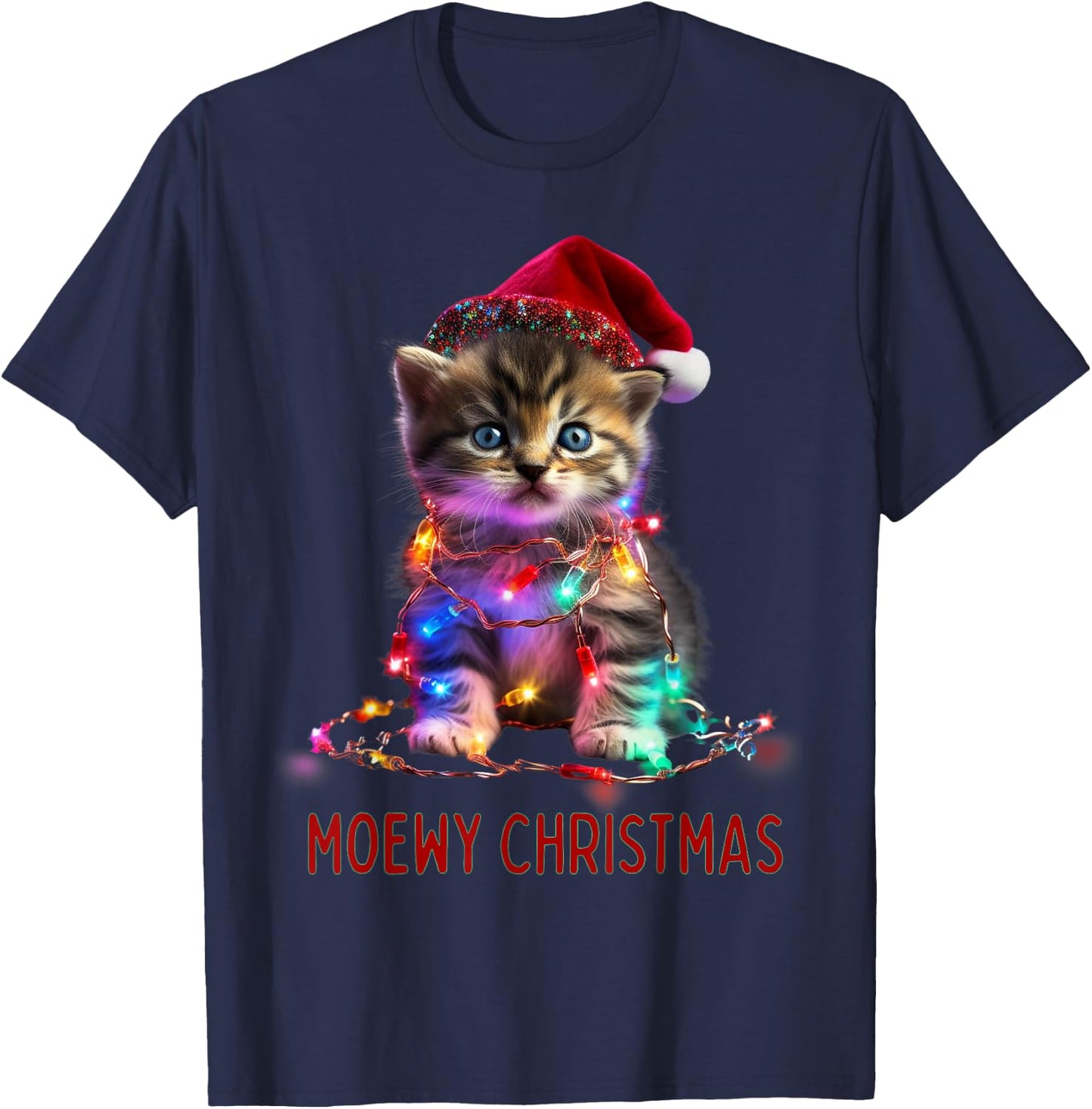 Moewy Christmas - Cat Xmas T-Shirt - T-Shirt | Navy