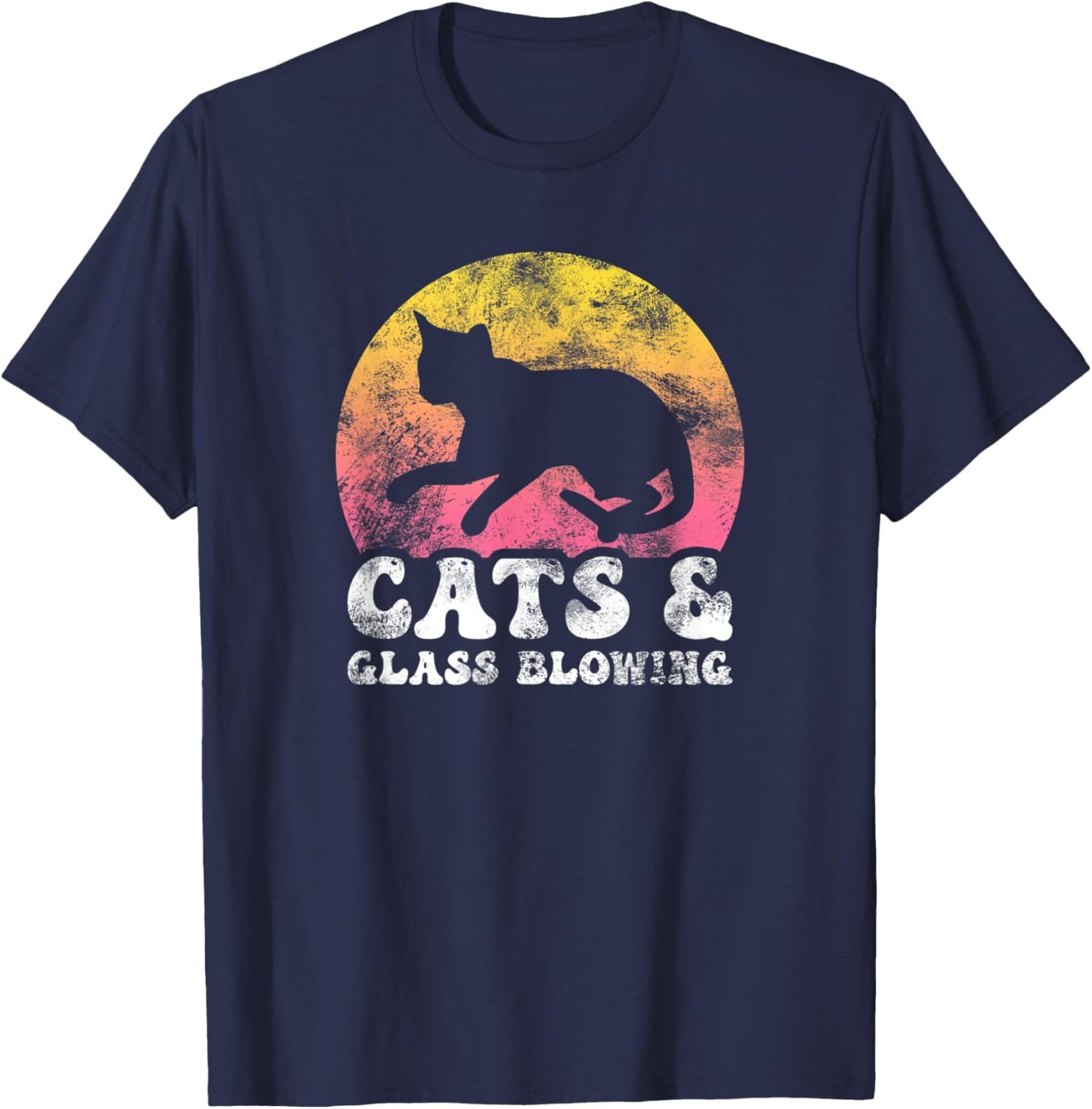 Funny Cats & Glass Blowing Vintage Retro Hobby T-Shirt - T-Shirt | Navy
